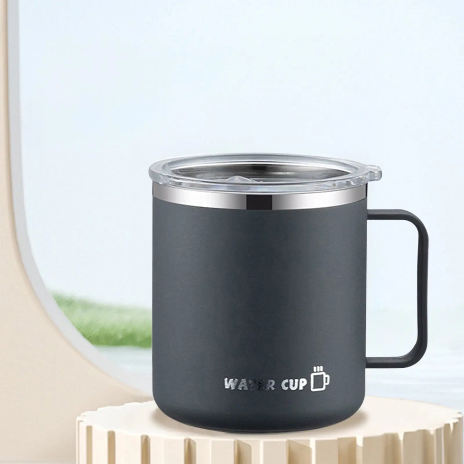 Insulated Coffee Mug with Handle & Lid - 17oz Stainless Steel Travel Tumbler, Double Wall Vacuum (Black) by PALIFEUR 06_【Enhanced Insulation】 Heat-Resistant Handle Coffee Mug Wholesale Hub