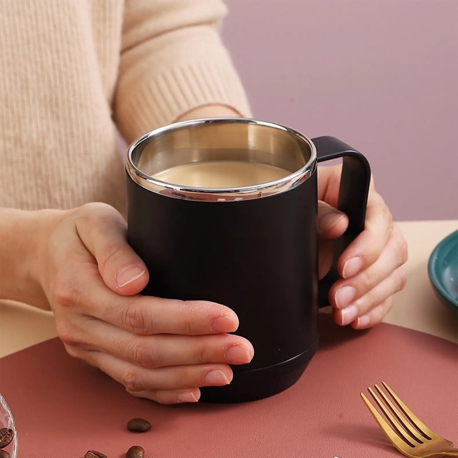 Insulated Coffee Mug with Handle & Lid - 17oz Stainless Steel Travel Tumbler, Double Wall Vacuum (Black) by PALIFEUR 10_【XL Capacity】 17oz Large Capacity Coffee Mug Wholesale Hub