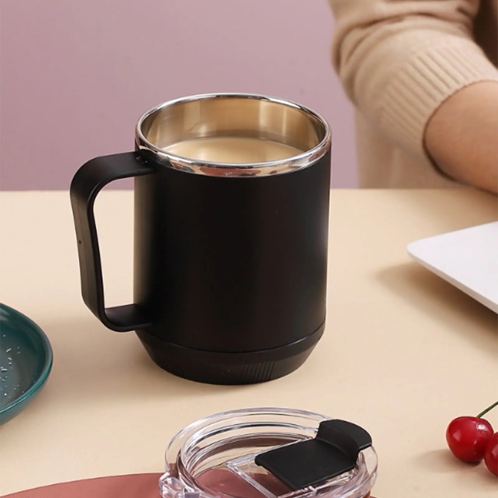 Insulated Coffee Mug with Handle & Lid - 17oz Stainless Steel Travel Tumbler, Double Wall Vacuum (Black) by PALIFEUR 10_【XL Capacity】 17oz Large Capacity Coffee Mug Wholesale Hub
