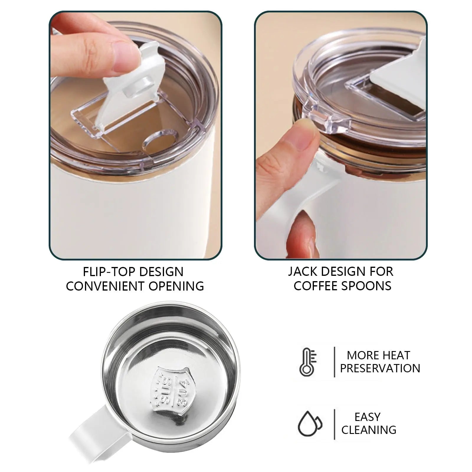 Insulated Coffee Mug with Handle & Lid - 17oz Stainless Steel Travel Tumbler, Double Wall Vacuum (Black) by PALIFEUR 11_【Office Essential】 Desktop Smart Temperature Control Coffee Mug Wholesale Hub