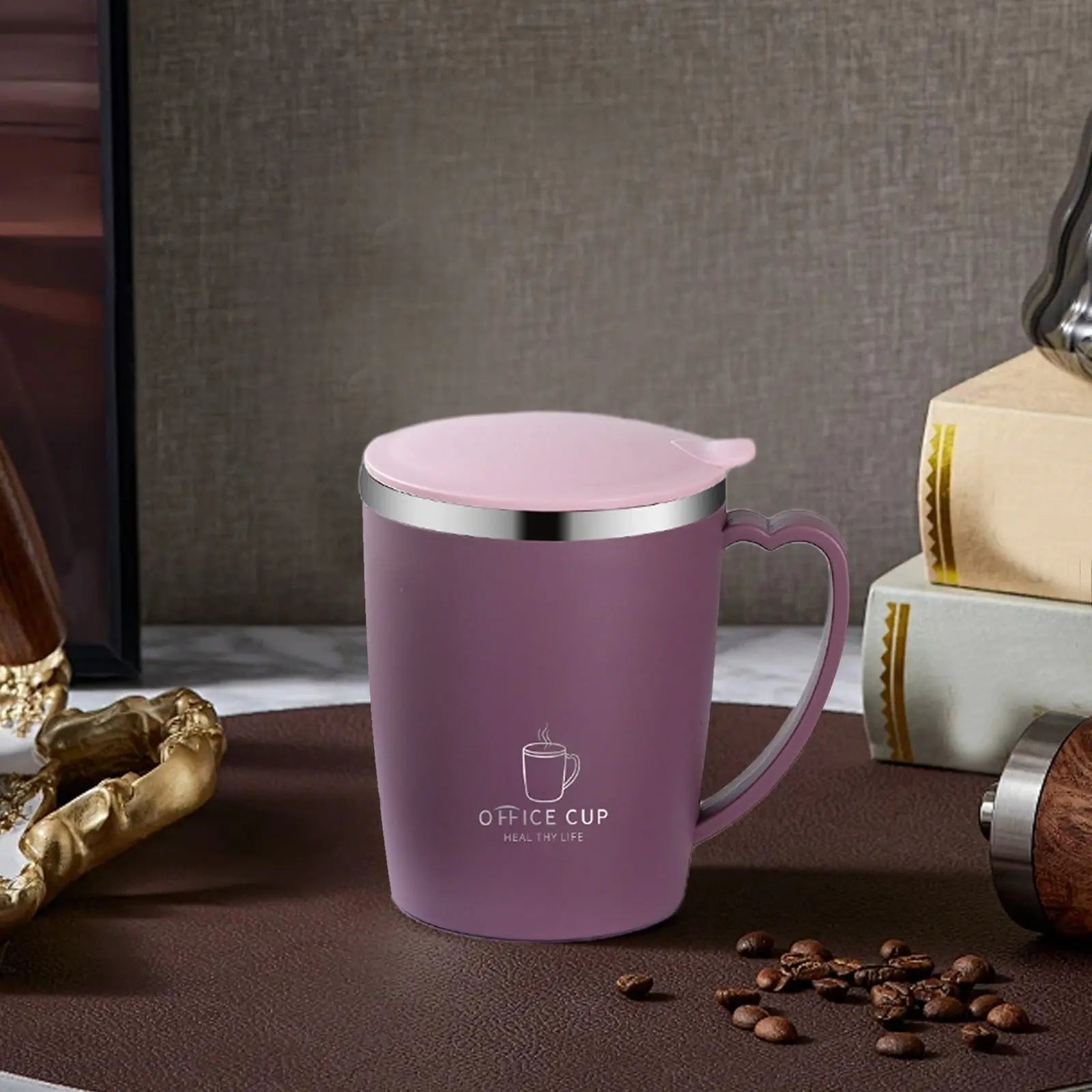 Insulated Coffee Mug with Handle & Lid - 17oz Stainless Steel Travel Tumbler, Double Wall Vacuum (Black) by PALIFEUR 19_【Corporate Gifts】 Company Logo Customized Coffee Cup Wholesale Hub