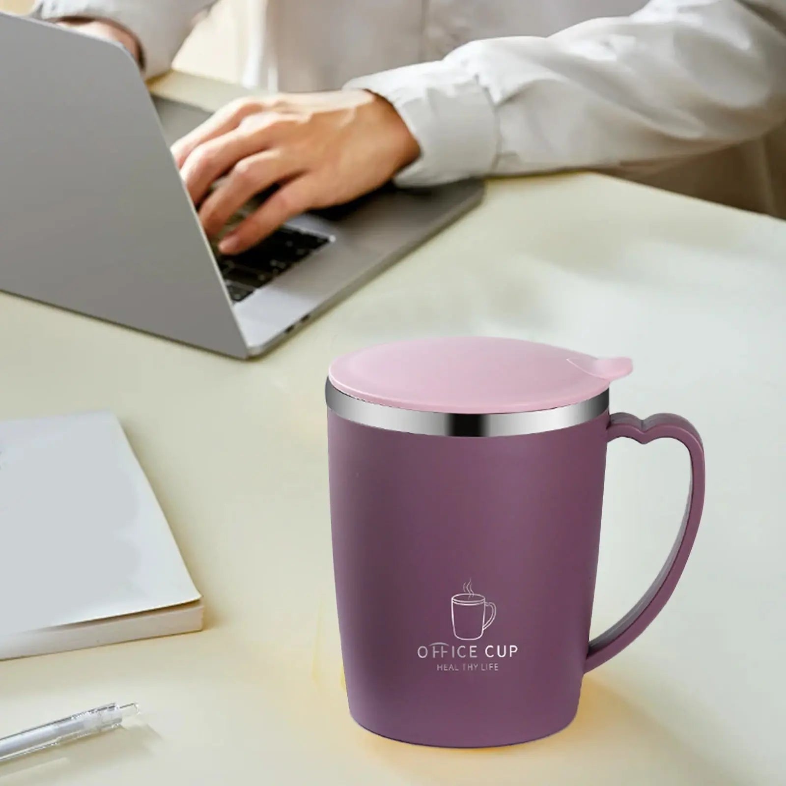 Insulated Coffee Mug with Handle & Lid - 17oz Stainless Steel Travel Tumbler, Double Wall Vacuum (Black) by PALIFEUR 19_【Corporate Gifts】 Company Logo Customized Coffee Cup Wholesale Hub