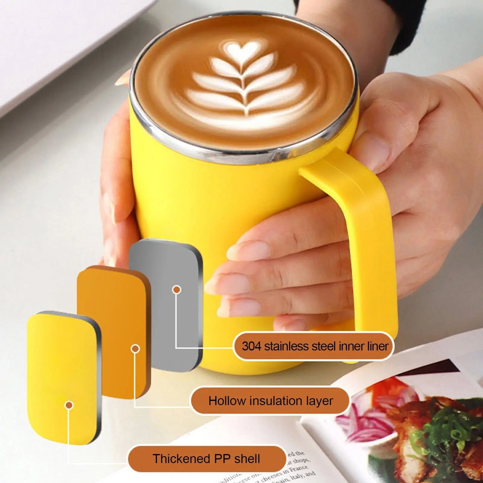 Insulated Coffee Mug with Handle & Lid - 17oz Stainless Steel Travel Tumbler, Double Wall Vacuum (Black) by PALIFEUR 26_【Certified Quality】 International Food Safety Certified Coffee Cup Wholesale Hub