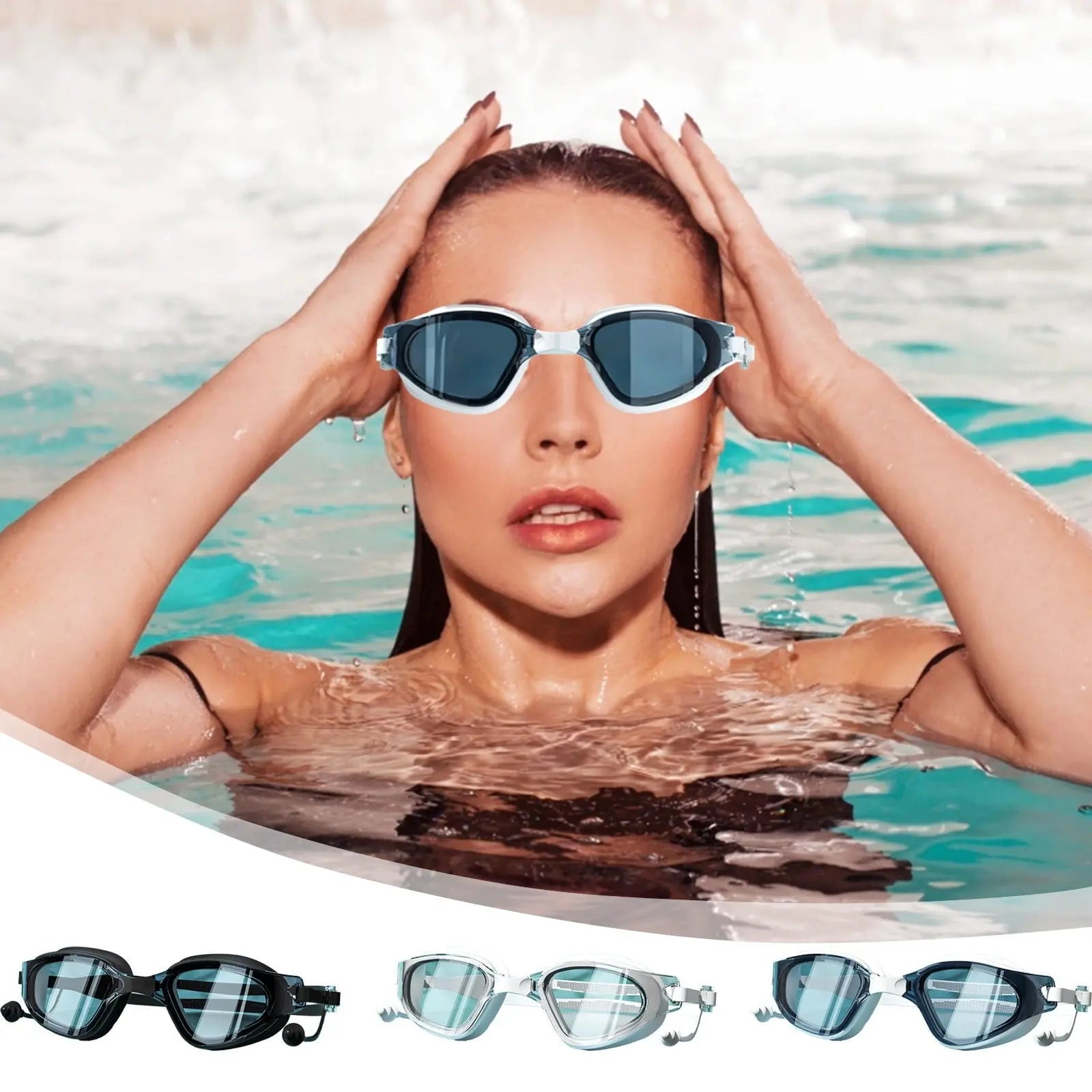 Large Frame Swim Goggles for Adults - Electroplated Anti-Fog HD Myopia Swimming Goggles with Adjustable Nose Cover, Leak-Proof Seal for Men & Women, Pool & Open Water by PALIFEUR 02_HD Vision Swimming Goggles with Nose Cover_B Wholesale Hub