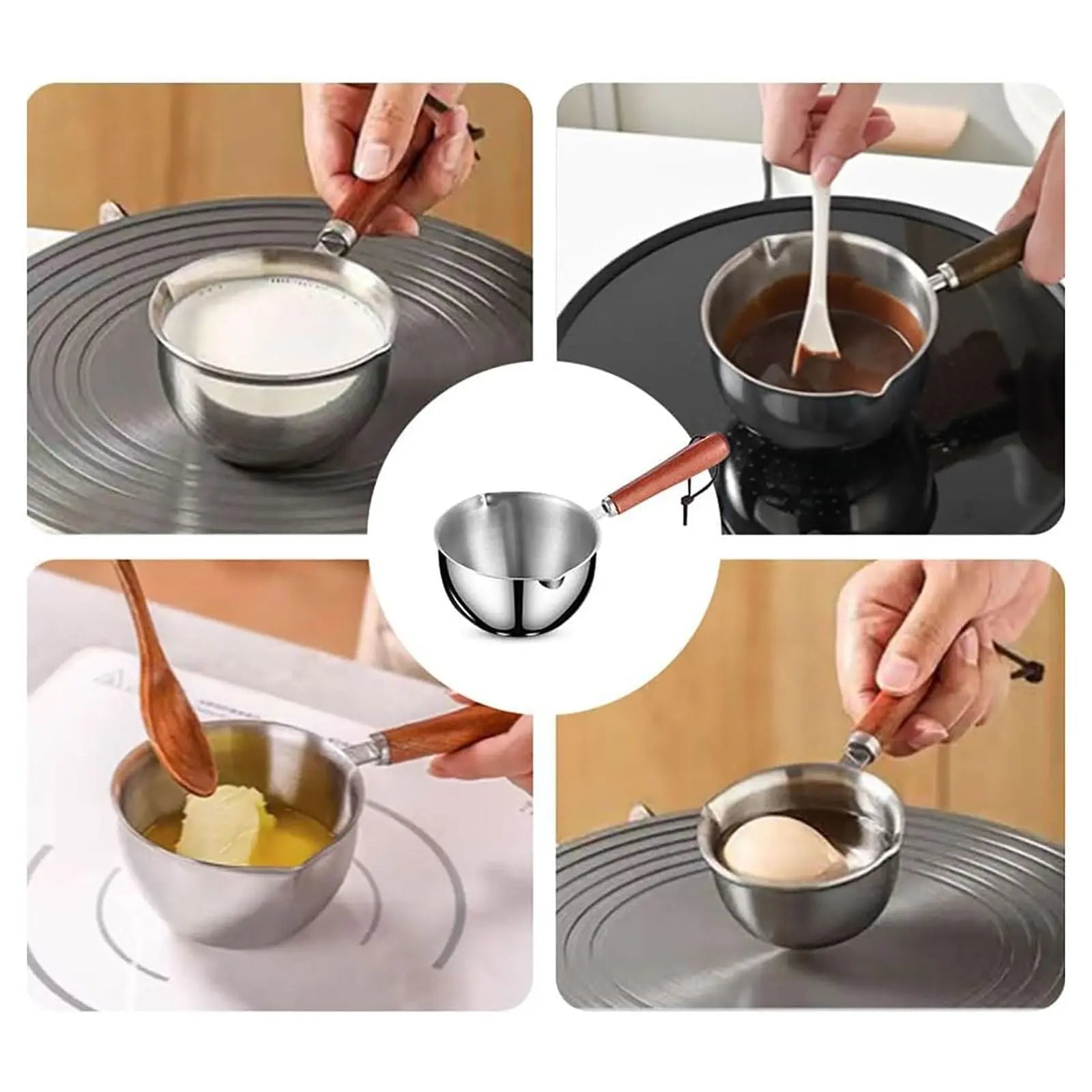 JWDX Cooking Utensils Clearance, Stainless Hot Oil Pot with Wooden Handle New Oil Pot Container for Kitchen Cooking Oil Strainer Pot A Wholesale Hub
