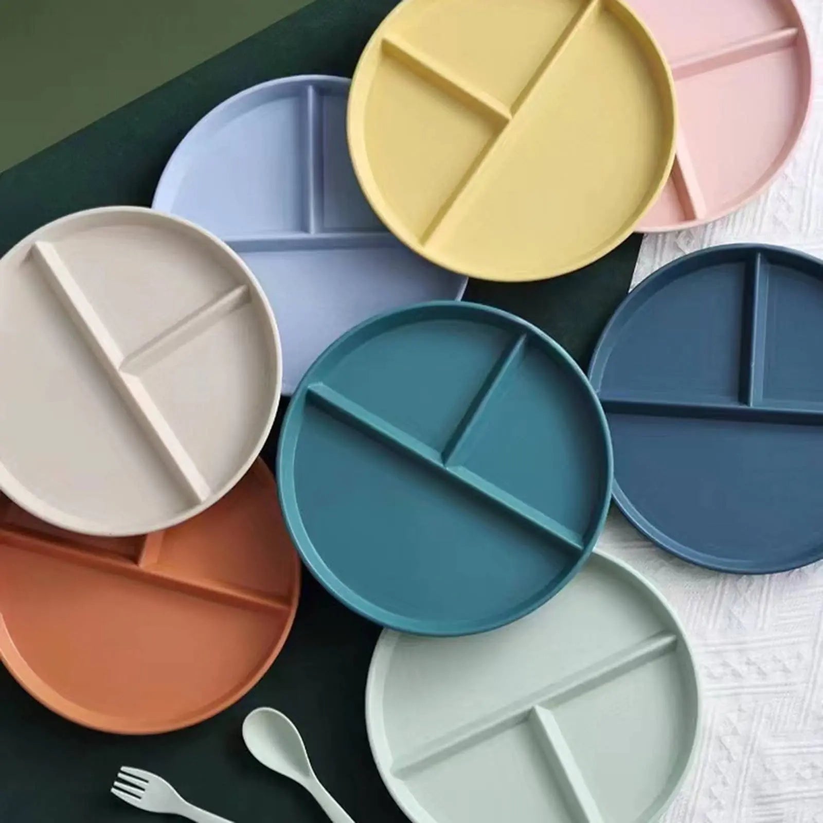 JWDX Tableware Clearance, Wheat Plates for Adults Reusable Dinnerware Set Kids Divided Plate Bariatric Plastic Salad Lunch Tray Microwave and Dishwasher PKA Wholesale Hub