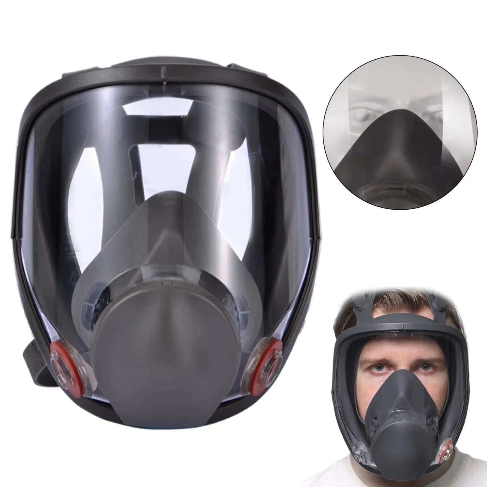 Large Field of View Dust Protection Gas Mask Jwdx Full Facepiece Reusable Respirator 6800 Niosh Large Lens Ansi High Impact Silicone Seal Four Point Harness Comfortable Fit Painting Dust L Brown Wholesale Hub