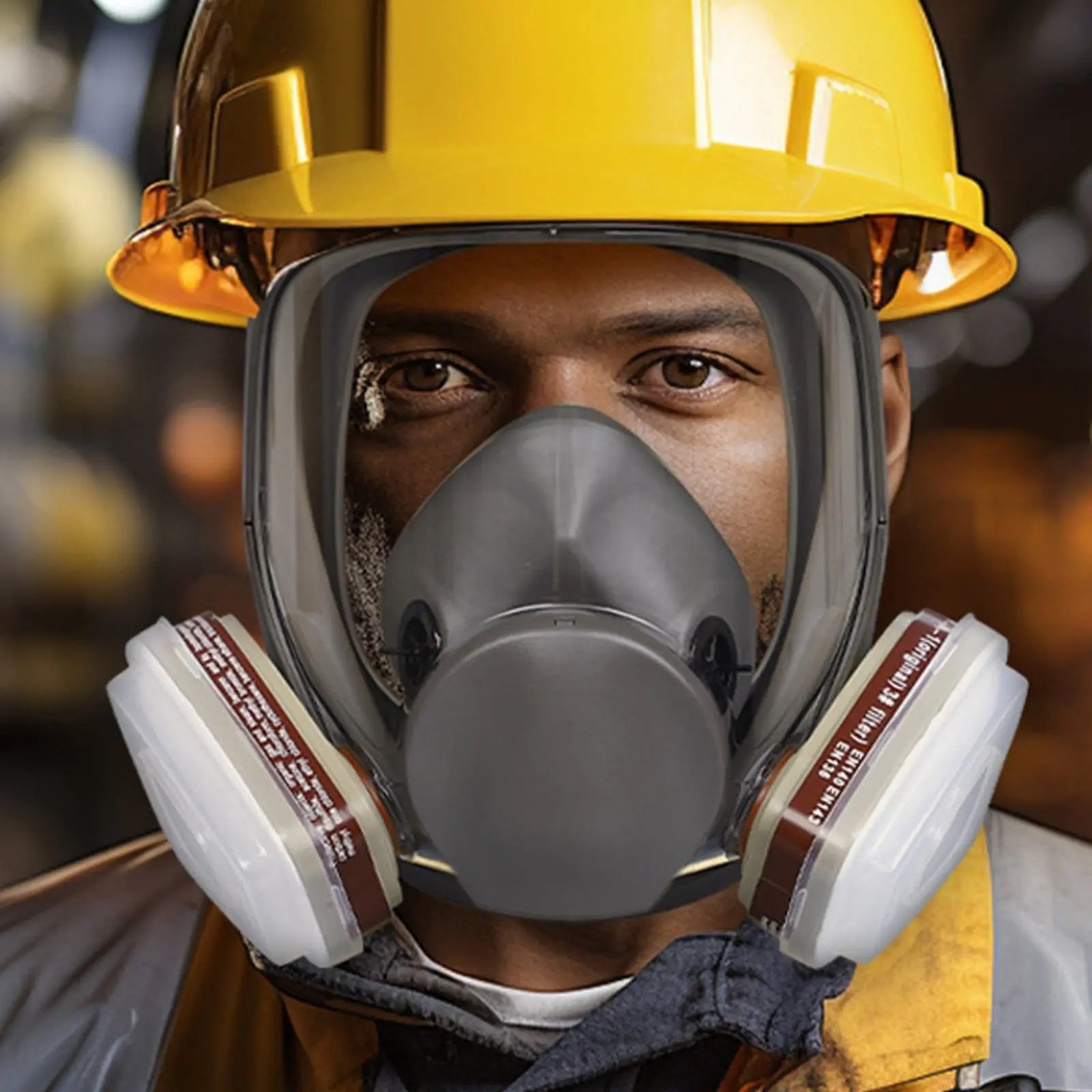 Large Field of View Dust Protection Gas Mask Jwdx Full Facepiece Reusable Respirator 6800 Niosh Large Lens Ansi High Impact Silicone Seal Four Point Harness Comfortable Fit Painting Dust L Brown Wholesale Hub