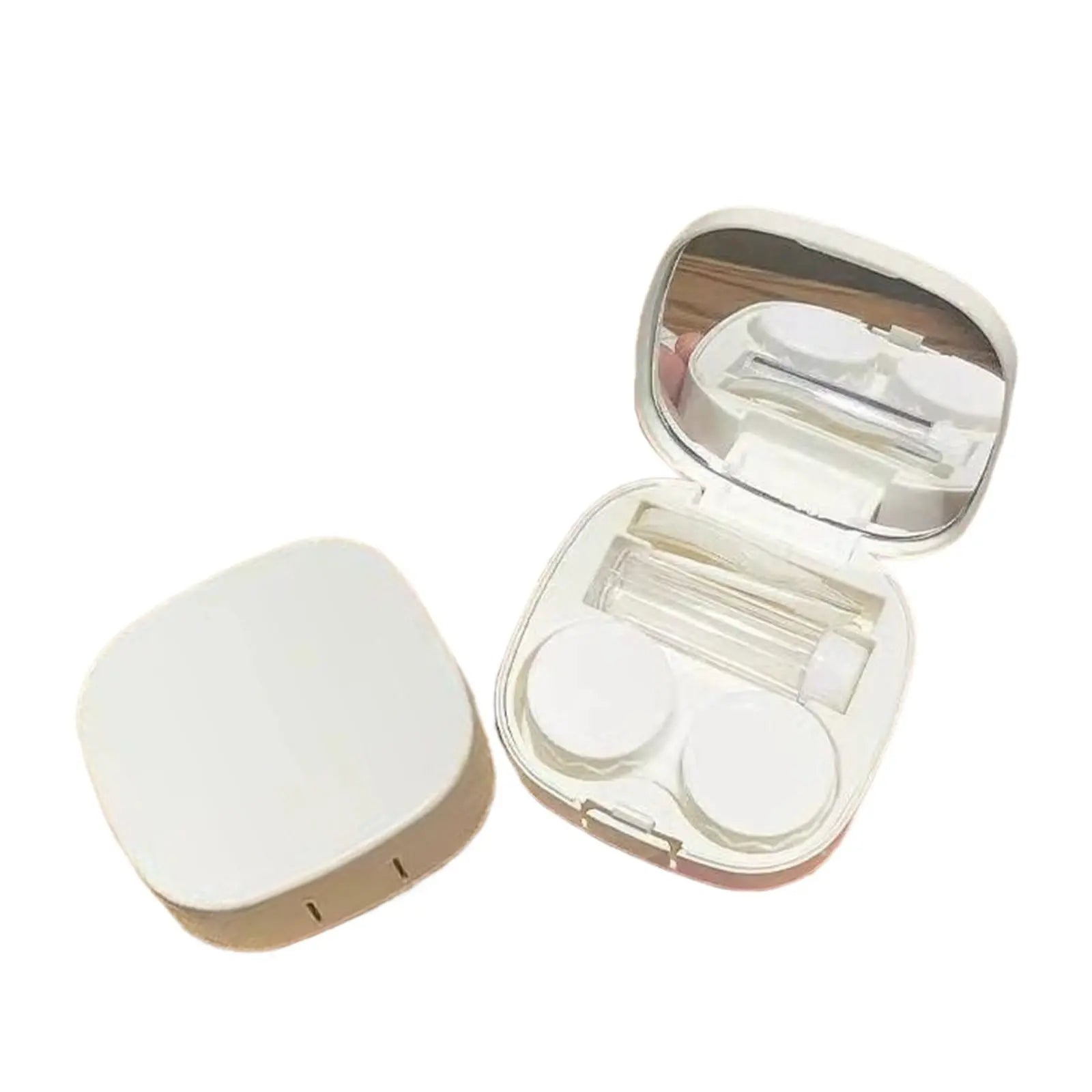 LGCASL, Case with Handmade Cute Contact Case with Tweezers Remover Tool Solution Bottle for Travel Outdoor Home Dormitory and Daily Use, Contact Lens Storage Box Yellow contact lens storage box White Wholesale Hub
