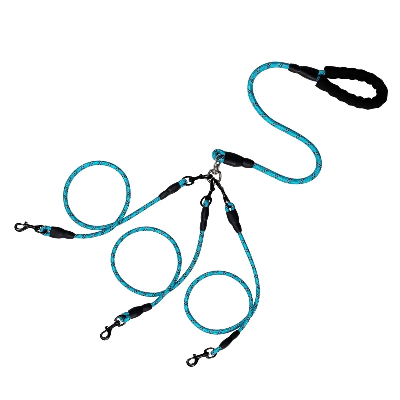 LGCASL 3 Dog Leash No Tangle, Heavy Duty Multiple Dog Lead Shock Absorbing Bungee, Triple Bungee Leash, Reflective Dog Leash Free Multi Pet Walking Rope with Detachable, Black Blue Wholesale Hub