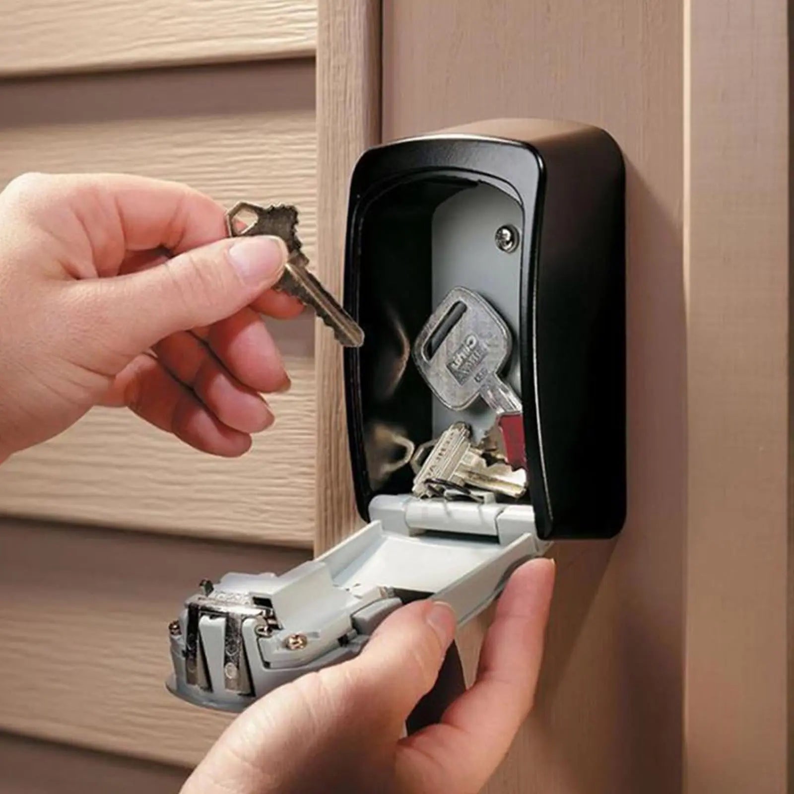 Misterolina Wall Mount 4 Digits Combination Waterproof Outdoor Key Hider Safe, Black/Gray, 11.5 X 9.5 X 4 cm Wholesale Hub