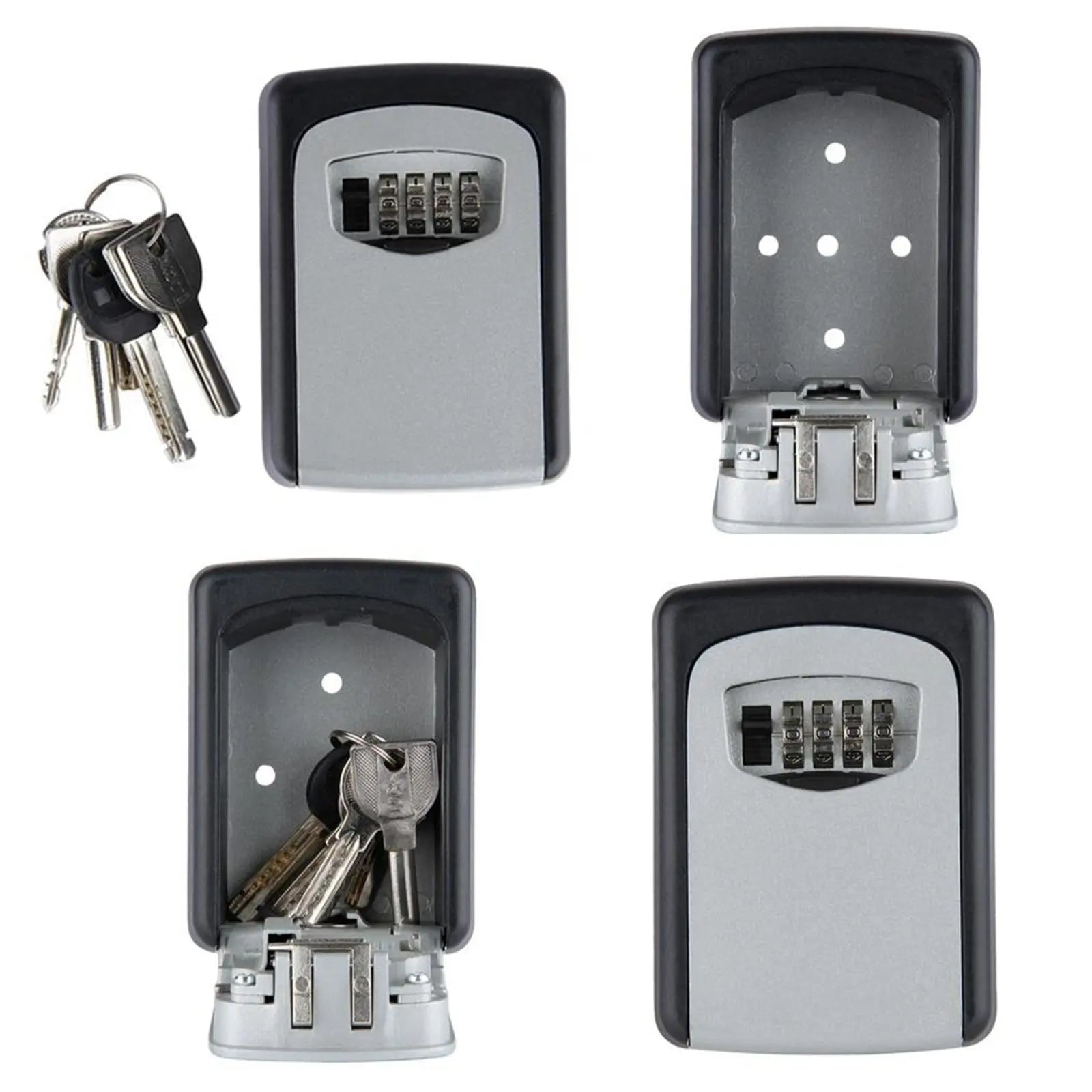 Misterolina Wall Mount 4 Digits Combination Waterproof Outdoor Key Hider Safe, Black/Gray, 11.5 X 9.5 X 4 cm Wholesale Hub