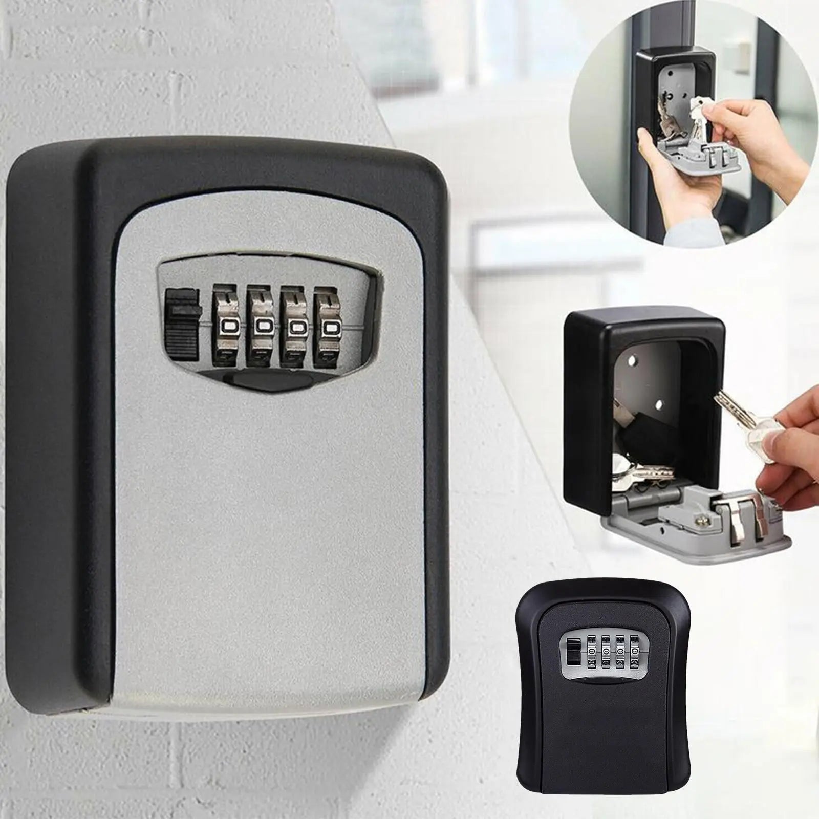 Misterolina Wall Mount 4 Digits Combination Waterproof Outdoor Key Hider Safe, Black/Gray, 11.5 X 9.5 X 4 cm Wholesale Hub