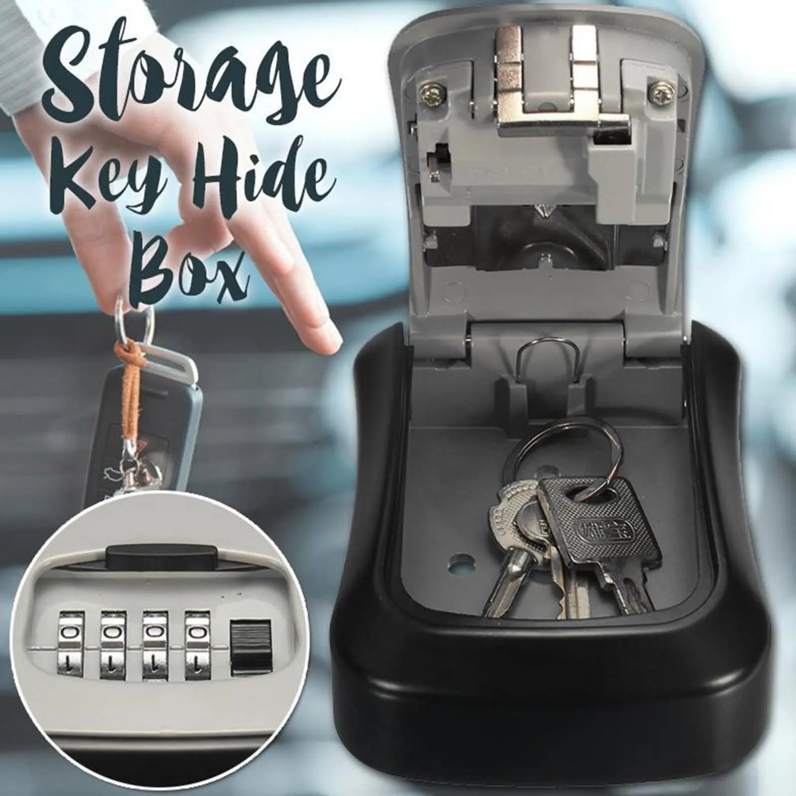 Misterolina Wall Mount 4 Digits Combination Waterproof Outdoor Key Hider Safe, Black/Gray, 11.5 X 9.5 X 4 cm Wholesale Hub