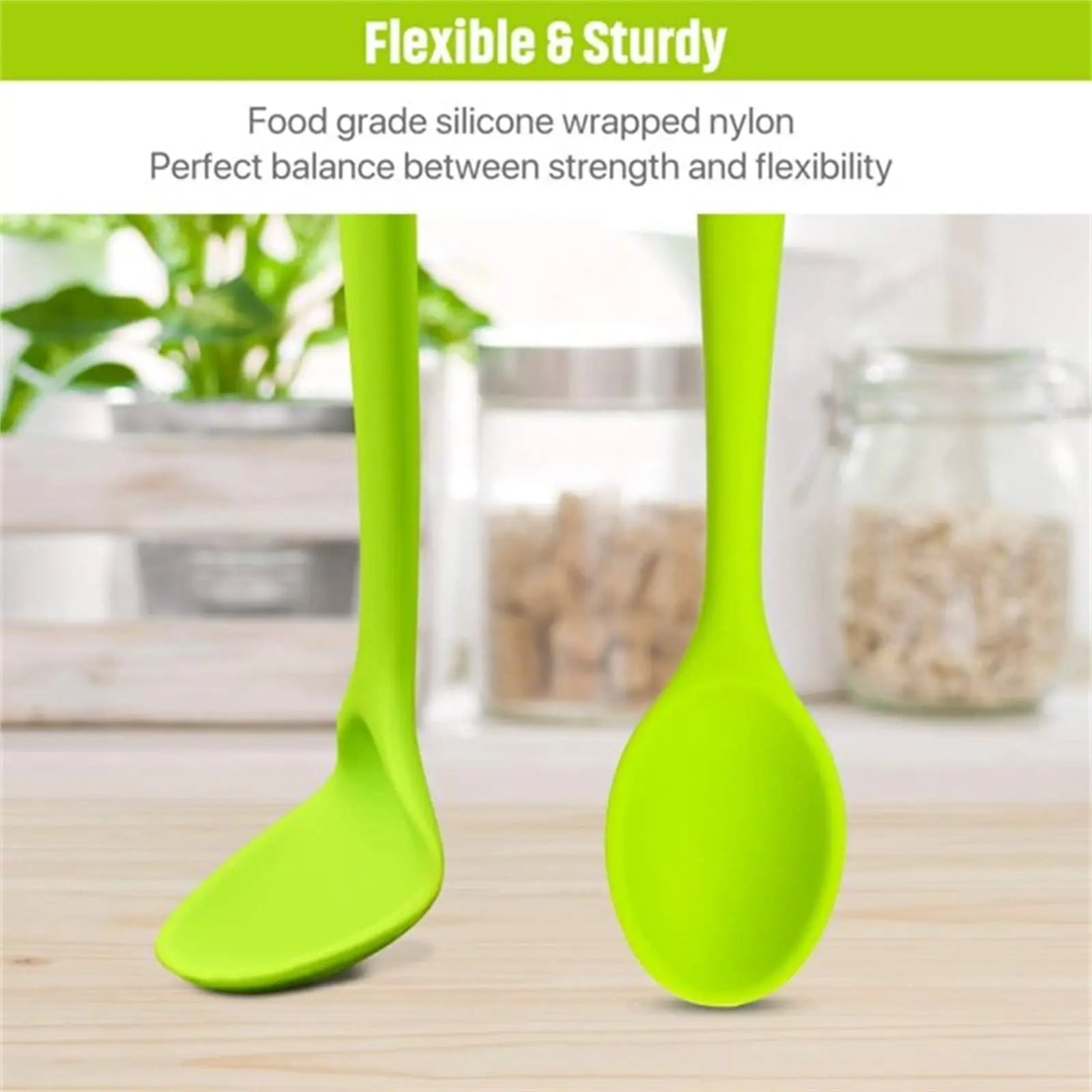 JWDX Tableware Clearance! Food Grade High Temperature Silicone Small Spoon Dense Mixing Spoon Auxiliary Food Spoon Students and Children Feeding Spoon Eating Spoon, Include 1*Spoon Green Wholesale Hub