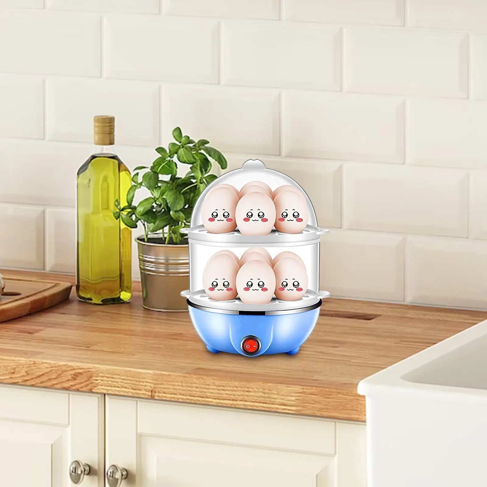 JWDX Egg Steamer Clearance! Eggs Cooker Double Breakfast Machine Stainless Steel Multi Function Steamer, Cooking Molds Promotion Include 1*Egg Steamer Blue Wholesale Hub