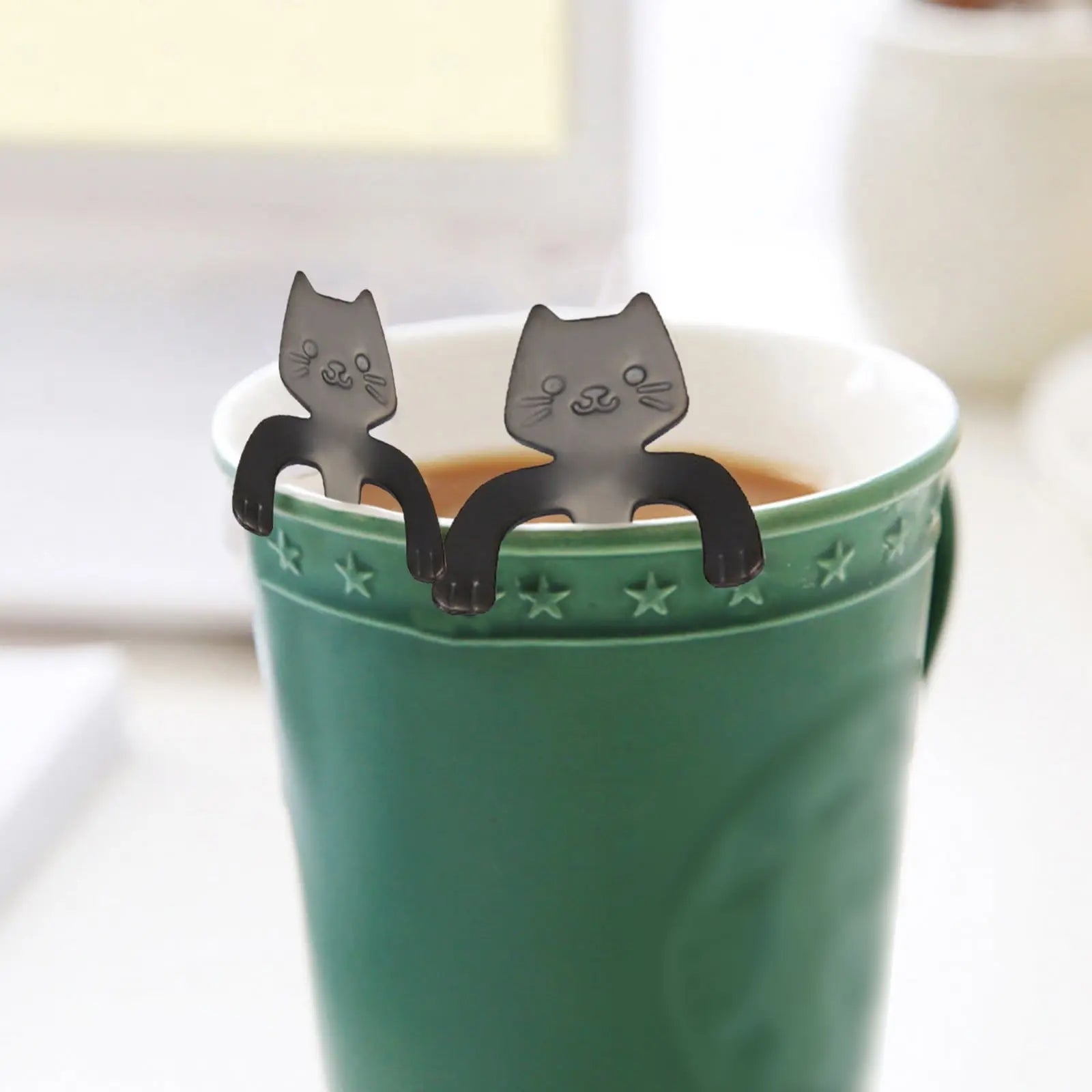 JWDX Tableware Clearance! Cat Spoon Short Handle Spoons Flatware Coffee Drinking Tools Kitchen Gadge, Stainless Steel Bowl Promotion Include 1X Spoon E Wholesale Hub
