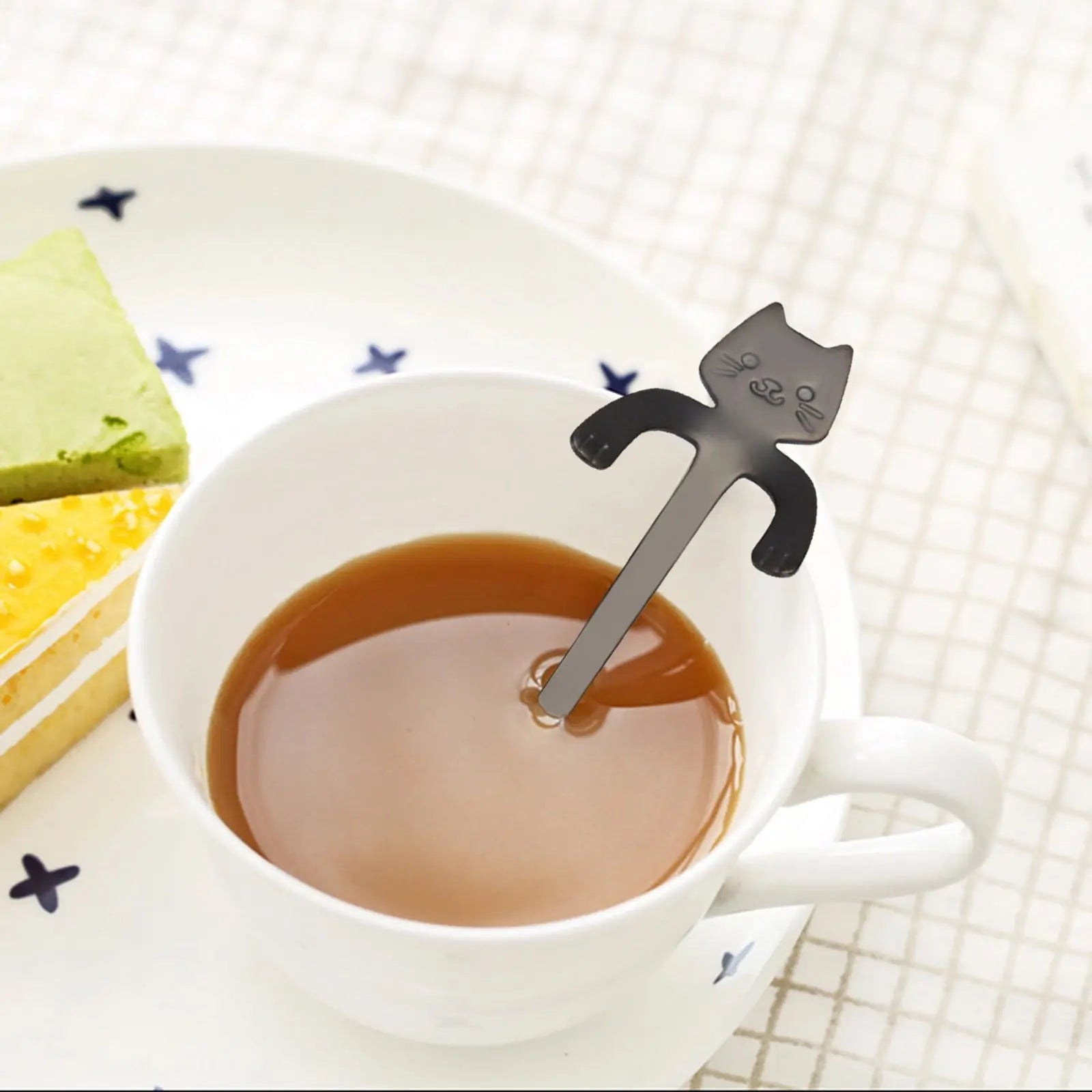 JWDX Tableware Clearance! Cat Spoon Short Handle Spoons Flatware Coffee Drinking Tools Kitchen Gadge, Stainless Steel Bowl Promotion Include 1X Spoon E Wholesale Hub