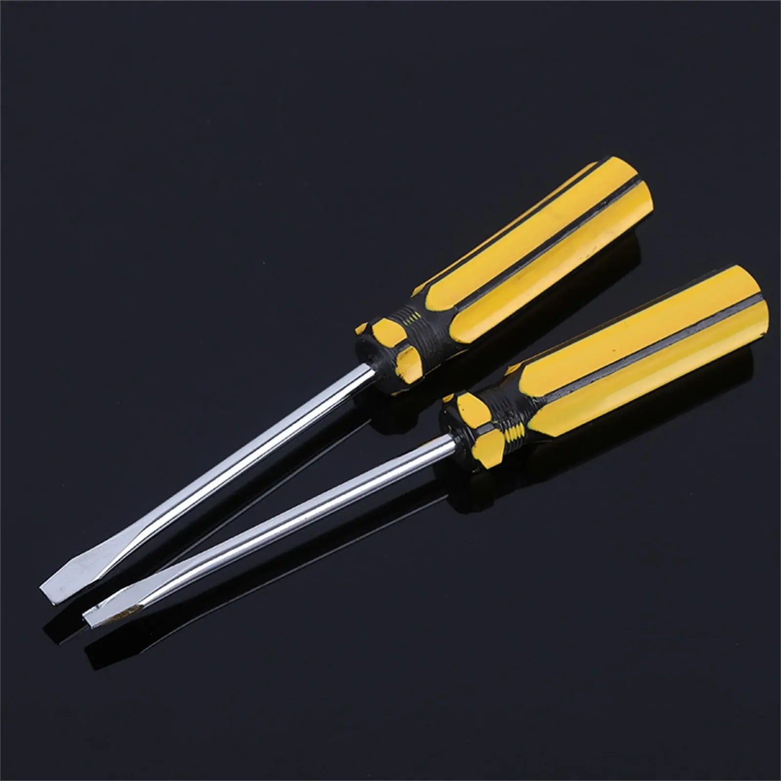 Eewia Screwdriver Clearance! Pvc Handle Screwdriver Metric Single Use Carbon Steel Cross Flat Head Screwdriver B, Hardware Tools Pvc Handle Driver Metric Single Use Steel Flathead Screwdriver black and bright yellow Wholesale Hub