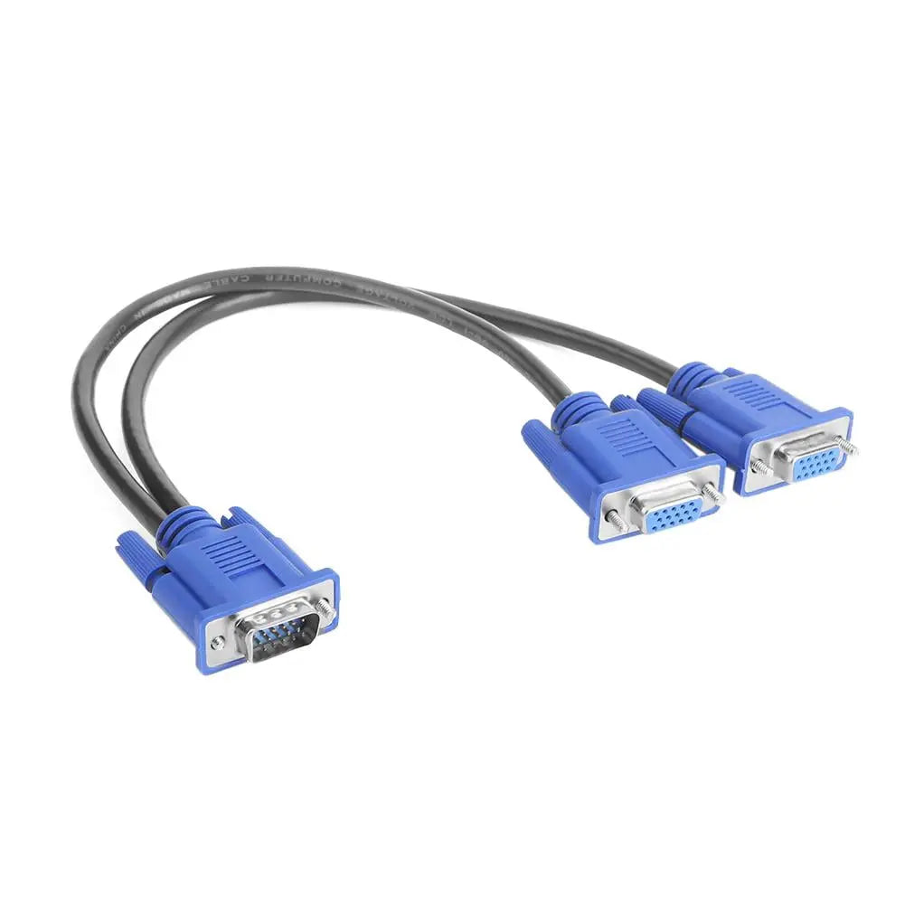 PLGEBR Dual 2 Monitor VGA Male to Female Cable, Blue Wholesale Hub