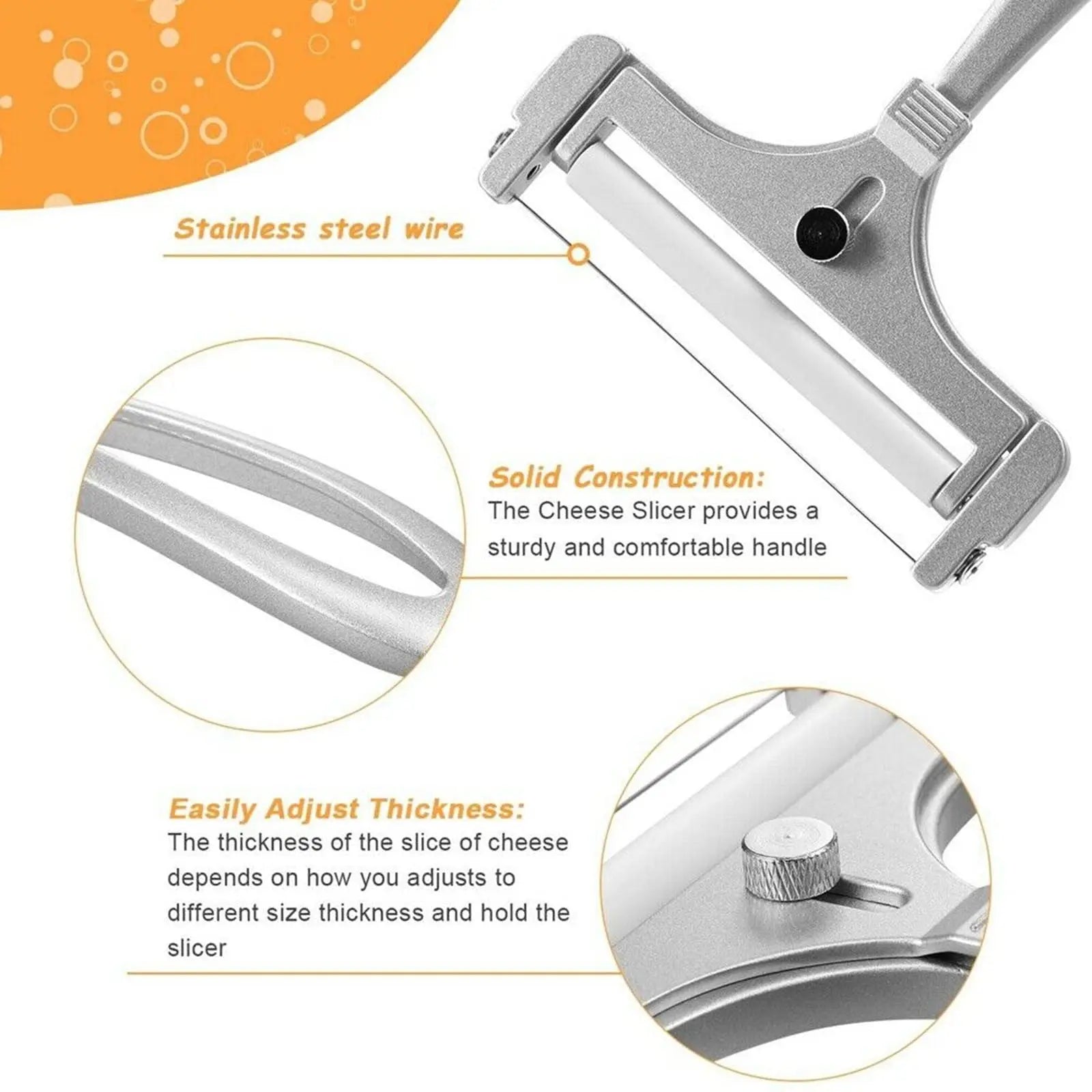 PLGEBR Home Decor Cutter Wire Stainless Steel Cheese Grater Peeler Cheese Slicers Kitchen Gadgets As Shown Wholesale Hub