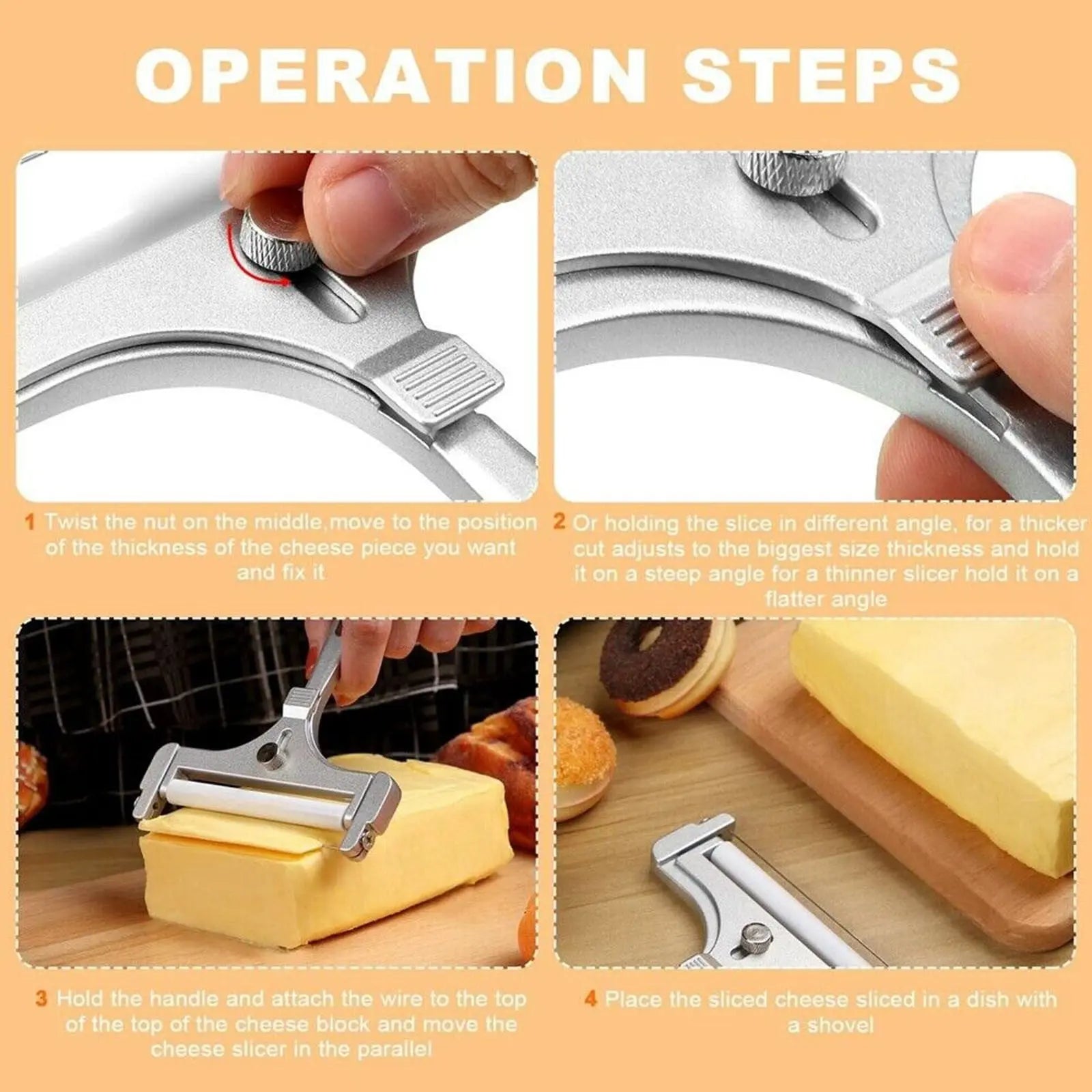 PLGEBR Home Decor Cutter Wire Stainless Steel Cheese Grater Peeler Cheese Slicers Kitchen Gadgets As Shown Wholesale Hub