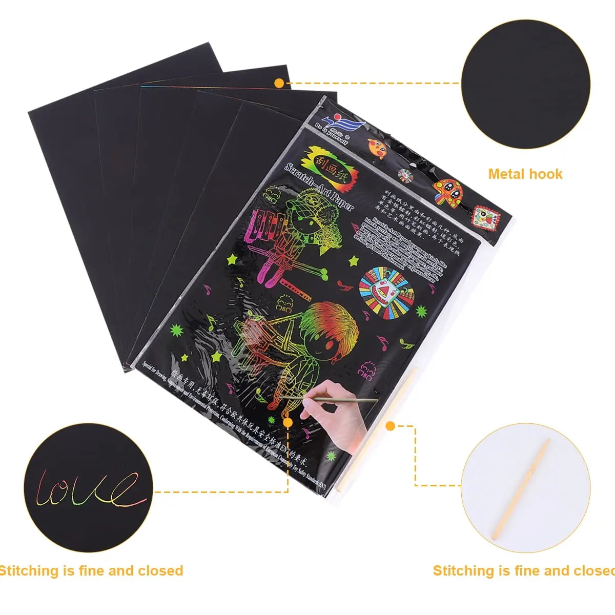 Ortofally 2 Pack of 10pcs Scratch Paper Scratching Drawing Paper Black Scratch Crafts Notes Boards Scratch Supplies 30X21cm Black Wholesale Hub