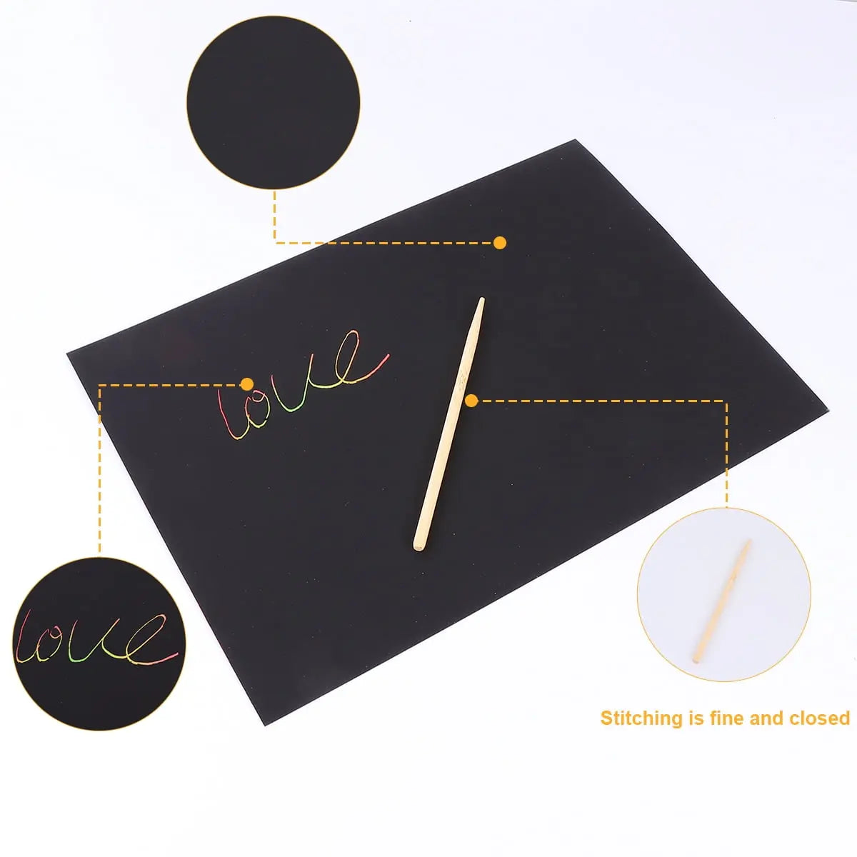 Ortofally 2 Pack of 10pcs Scratch Paper Scratching Drawing Paper Black Scratch Crafts Notes Boards Scratch Supplies 30X21cm Black Wholesale Hub