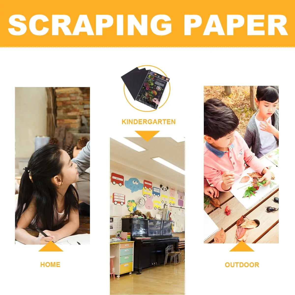 Ortofally 2 Pack of 10pcs Scratch Paper Scratching Drawing Paper Black Scratch Crafts Notes Boards Scratch Supplies 30X21cm Black Wholesale Hub