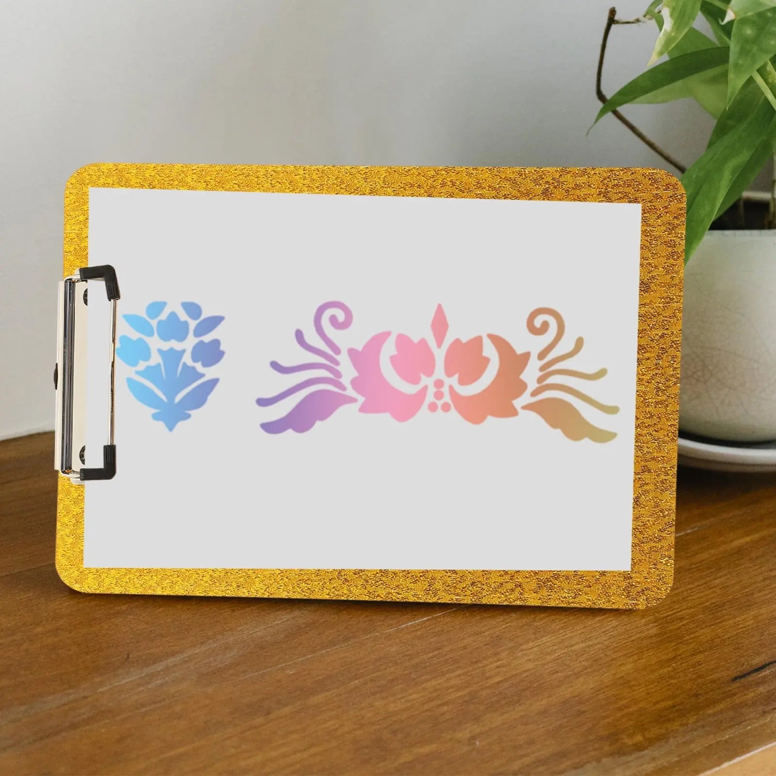 Worgeous Clipboard with Storage Small Writing Pad Student Office Golden Wholesale Hub