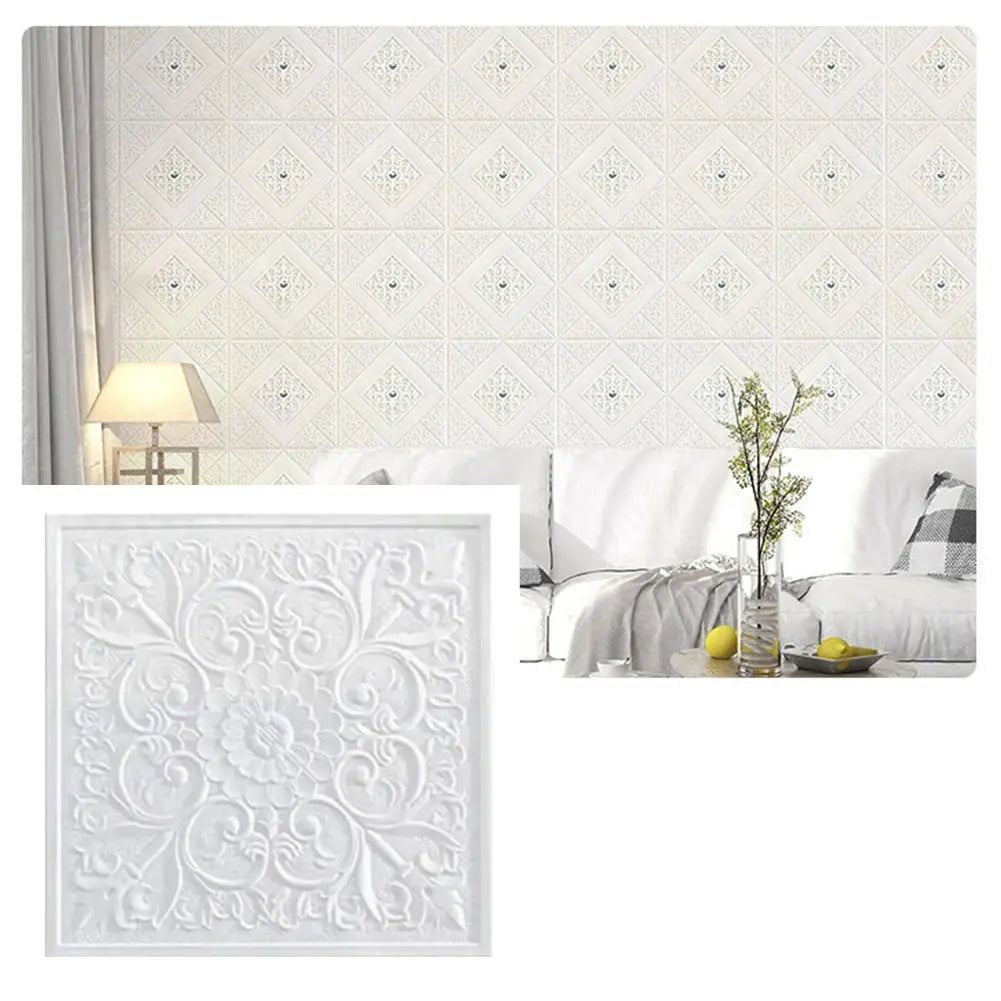 1PC 1/10pc 3D Tile Brick Wall Sticker Self-adhesive Foam Panel Stickers Living Room Bedroom Ceiling Wall Stickers Home Decoration Smile Home Wholesale Hub