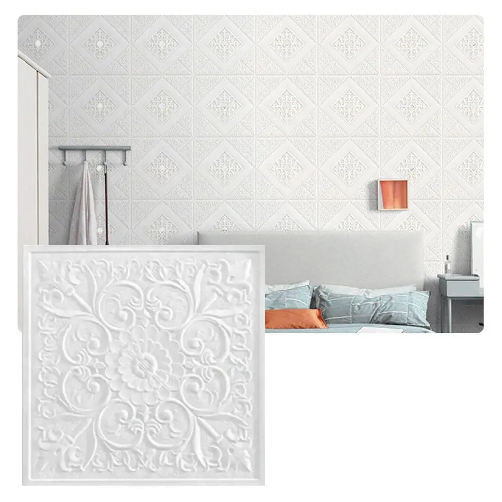 1PC 1/10pc 3D Tile Brick Wall Sticker Self-adhesive Foam Panel Stickers Living Room Bedroom Ceiling Wall Stickers Home Decoration Smile Home Wholesale Hub