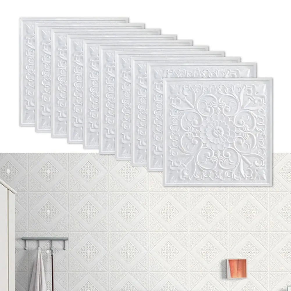 1PC 1/10pc 3D Tile Brick Wall Sticker Self-adhesive Foam Panel Stickers Living Room Bedroom Ceiling Wall Stickers Home Decoration Smile Home Wholesale Hub