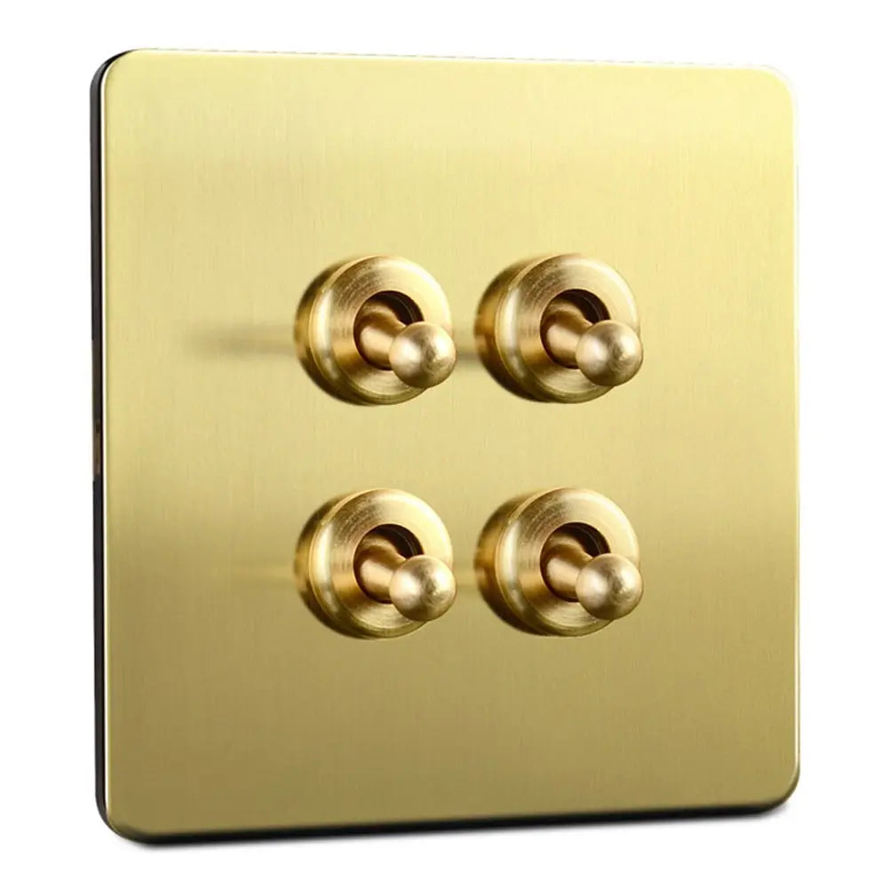 Toggle Light Rocker Switch 1/2 Way Retro Brass Plate Lever 86 Type Toggle Switch 1 Gang Smile Home 4 Gang Wholesale Hub