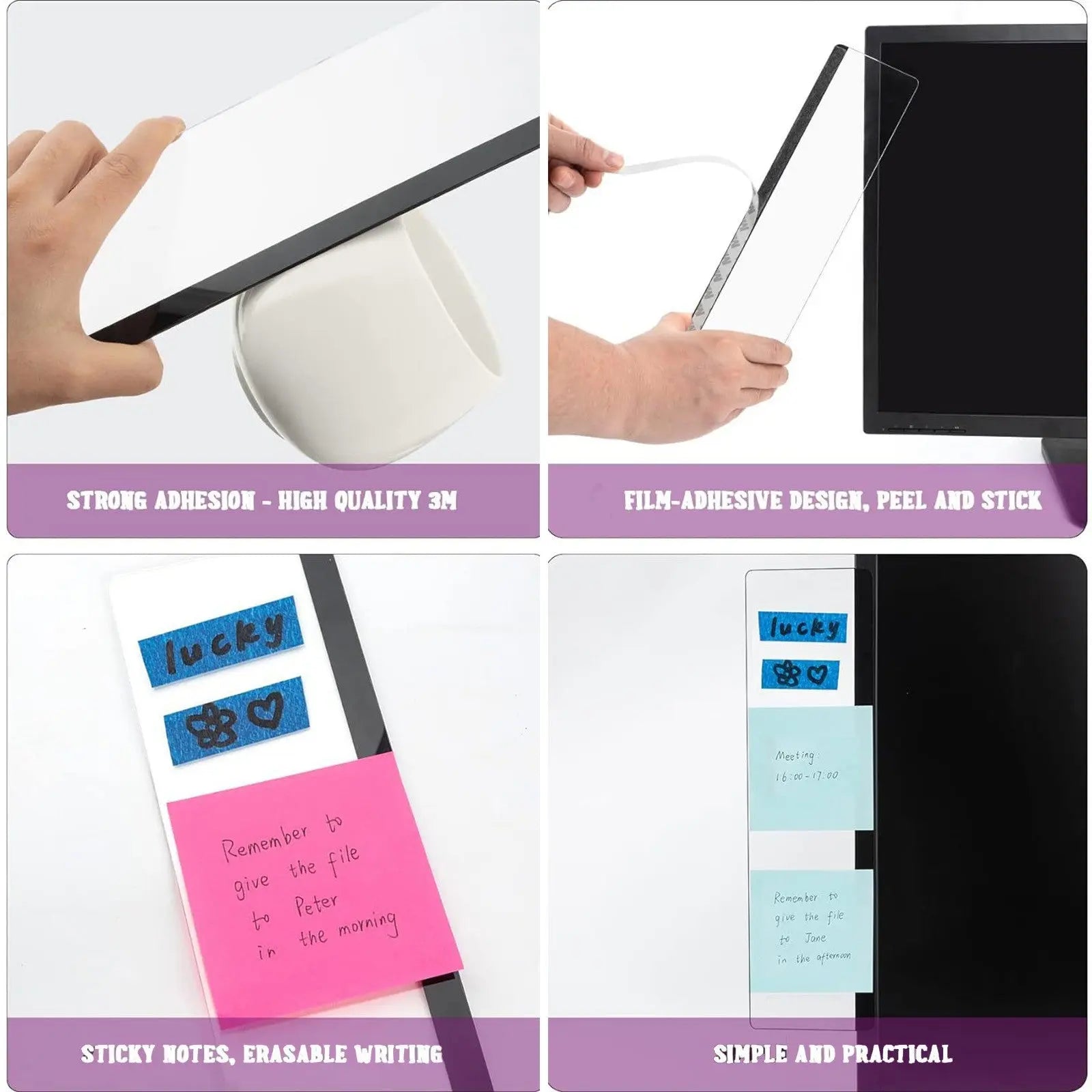 Office Desk Accessories Monitor Memo Board Computer Message Board Office Supplies for Women Men Computer Sticky Note Holder Home Office Accessories Desktop Message Office Decor Clear Wholesale Hub