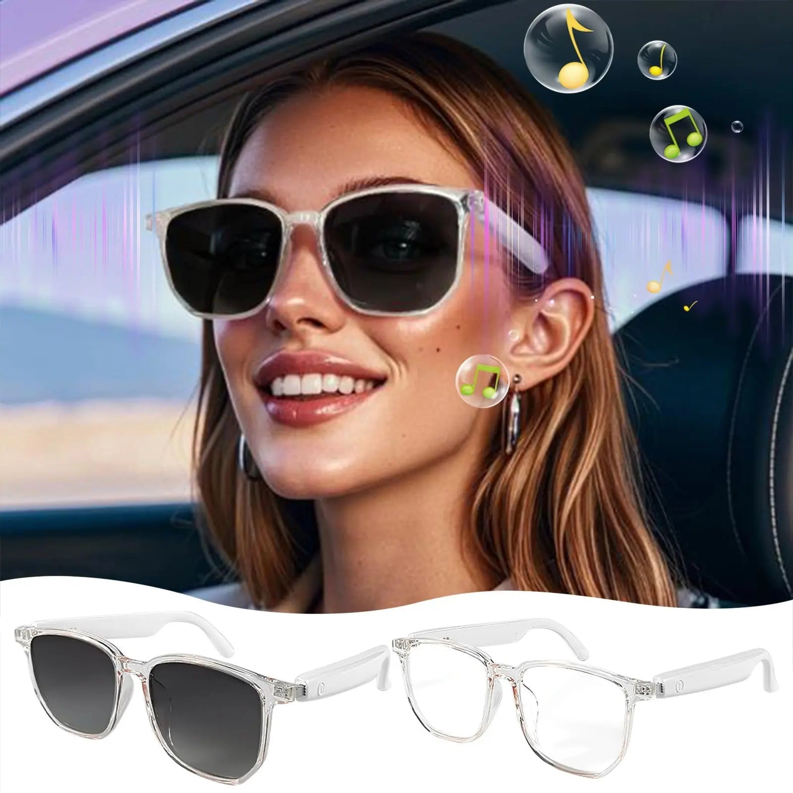 Smart Glasses with Wireless Earbuds, Lightweight Glasses With Blue Light Protection Wireless Bluetooth 5.3 Headset Function Built-in Music And Speakers Support For And Voice Black Wholesale Hub