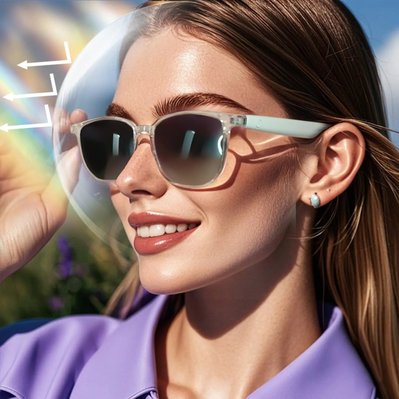 Smart Glasses with Wireless Earbuds, Lightweight Glasses With Blue Light Protection Wireless Bluetooth 5.3 Headset Function Built-in Music And Speakers Support For And Voice Black Wholesale Hub