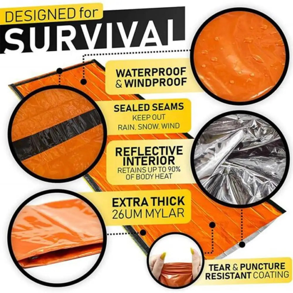 Emergency Sleeping Bag, Waterproof Emergency Sleeping Bags for Survival, 84X36in Sleeping Bag ,Pocket Size Survival Blanket, 3/4/5 PCS Thermal Bivy Sack for Outdoor Camping, Hiking 5PCS Wholesale Hub