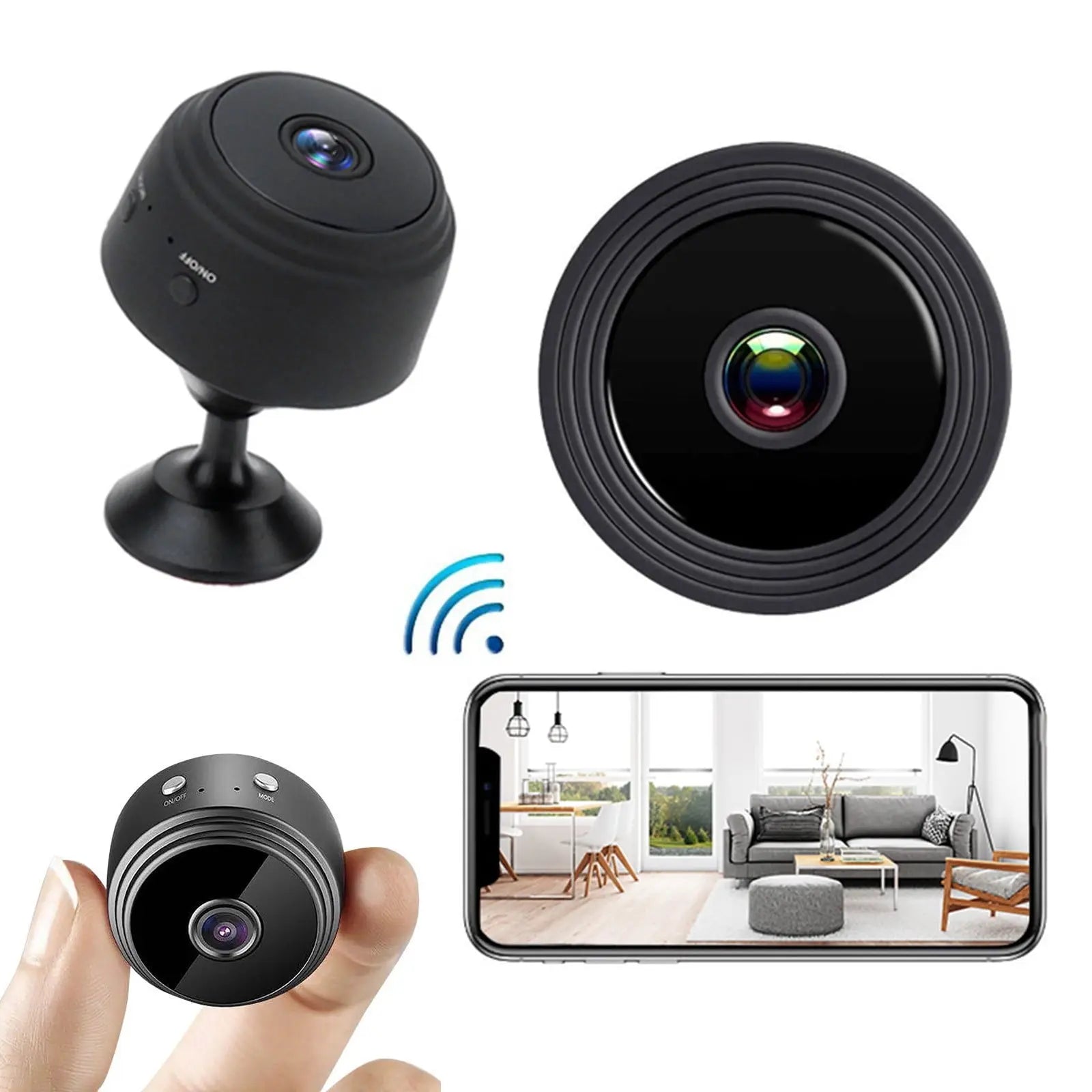 Magnetic Mini Security Camera - 3 Pack 1080P WiFi Wireless Security Camera - Motion Detection, Night Vision, Loop Recording, USB Rechargeable, Indoor & Outdoor Use, Home/Office Surveillance Wholesale Hub