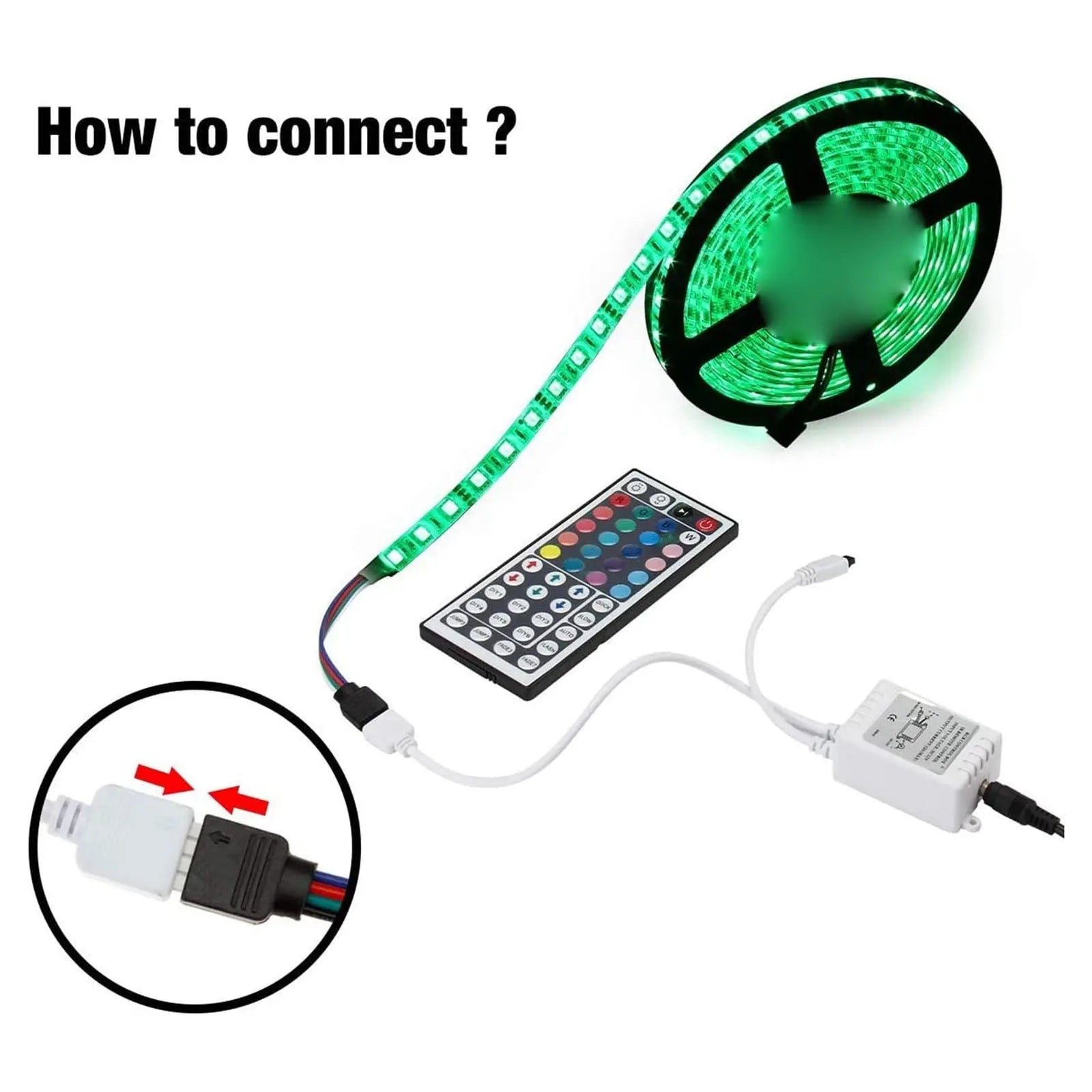 12V LED Strip Light Controller - 44 Key IR Infrared Wireless Remote with Receiver, RGB Color Changing, 16 Colors, 5 Light Modes, Adjustable Speed, Flash/Strobe/Fade, Not Included LED Lights Wholesale Hub