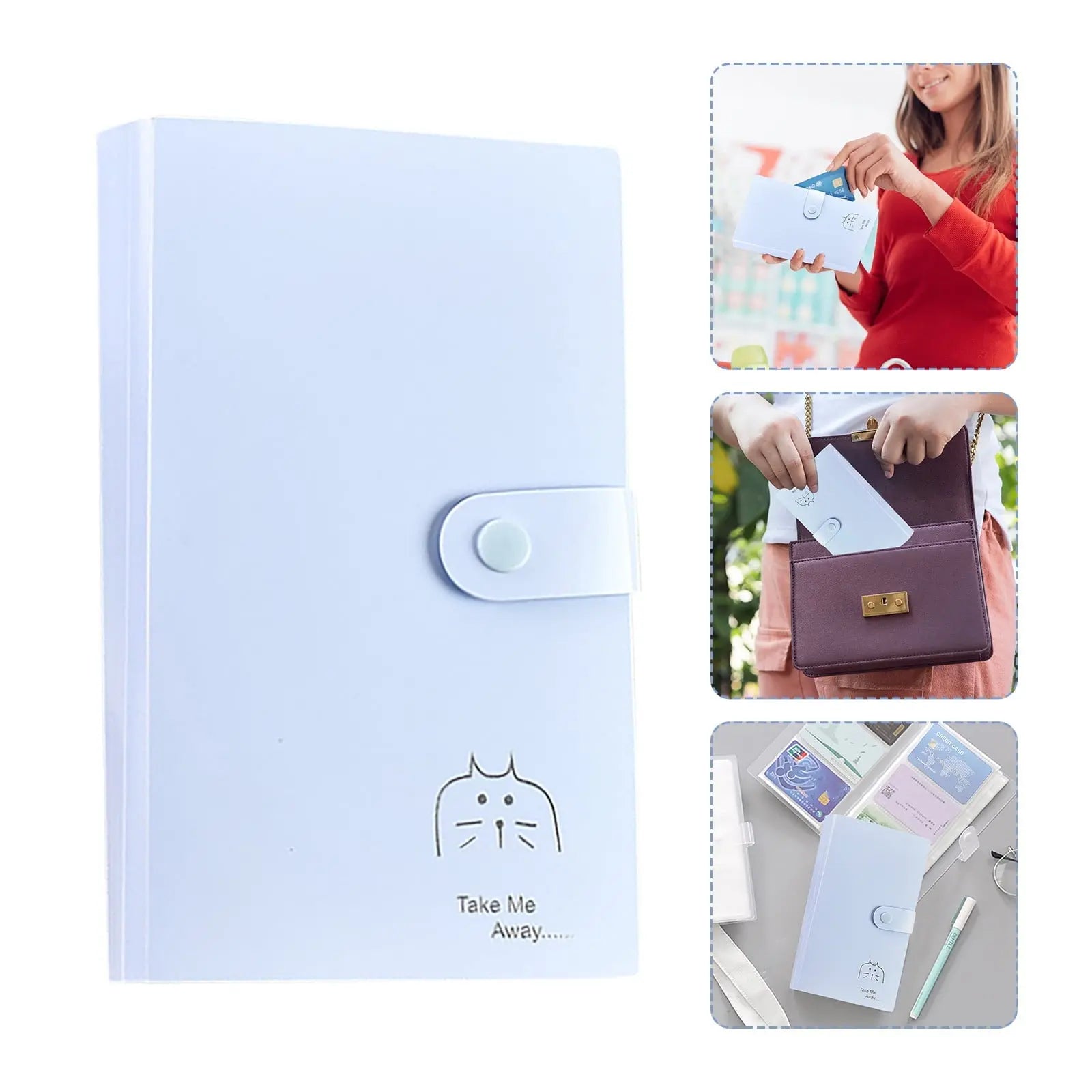 1 Pcs PP Professional Business Card Holder Organizer Book,Portable Business Card Binder- 120 Card Capacity Premium PP Folder with hard Cover, Name Card Credit Cards Binder for Men/Women(cat) cat Wholesale Hub