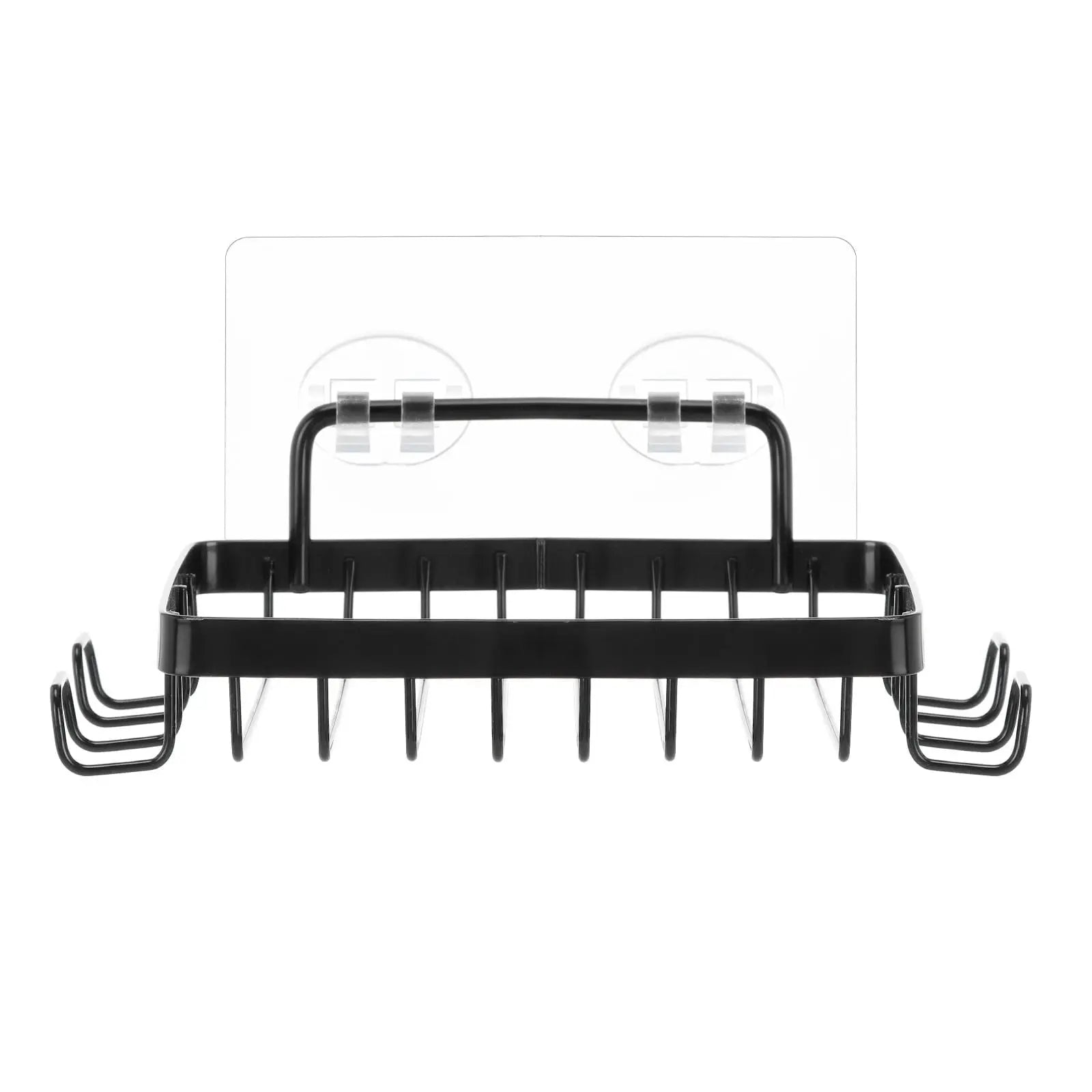 Shower Soap Holder with 4 Hooks, Stainless Steel Adhesive Soap Dish, Wall Mounted Draining Soap Holder for Shower, Bathroom, & Kitchen, Bar Soap Holder & Razor Hanger, 6.69x3.35x0.98 6.69" x 3.35" x 0.98" Black Wholesale Hub