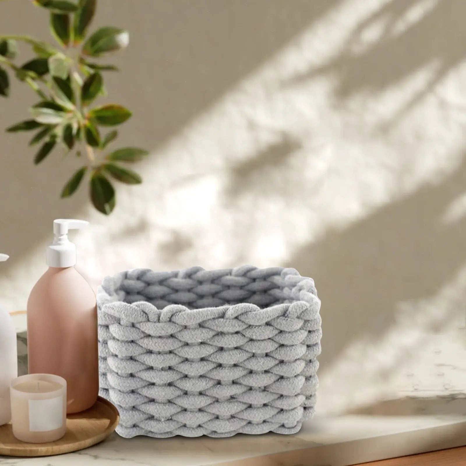 3 pcs Small Cat Ears Toy Organizer, Woven Cotton Rope Basket, Decorative Nursery Bins & Boxes Gift Basket Empty for Pet Toy Storage, 1 Pcs, 7.8x3.93 8.66" x 5.91" x 5.51" Beige Wholesale Hub