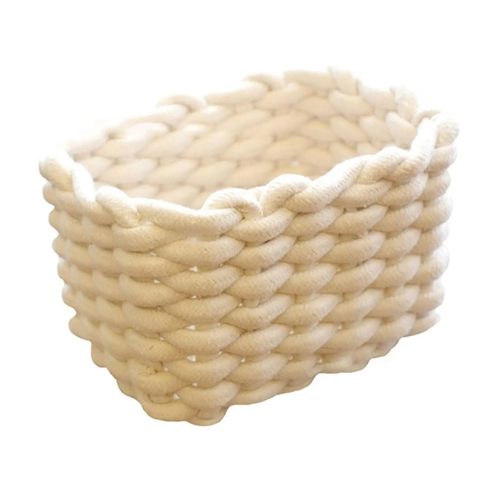 3 pcs Small Cat Ears Toy Organizer, Woven Cotton Rope Basket, Decorative Nursery Bins & Boxes Gift Basket Empty for Pet Toy Storage, 1 Pcs, 7.8x3.93 8.66" x 5.91" x 5.51" Beige Wholesale Hub