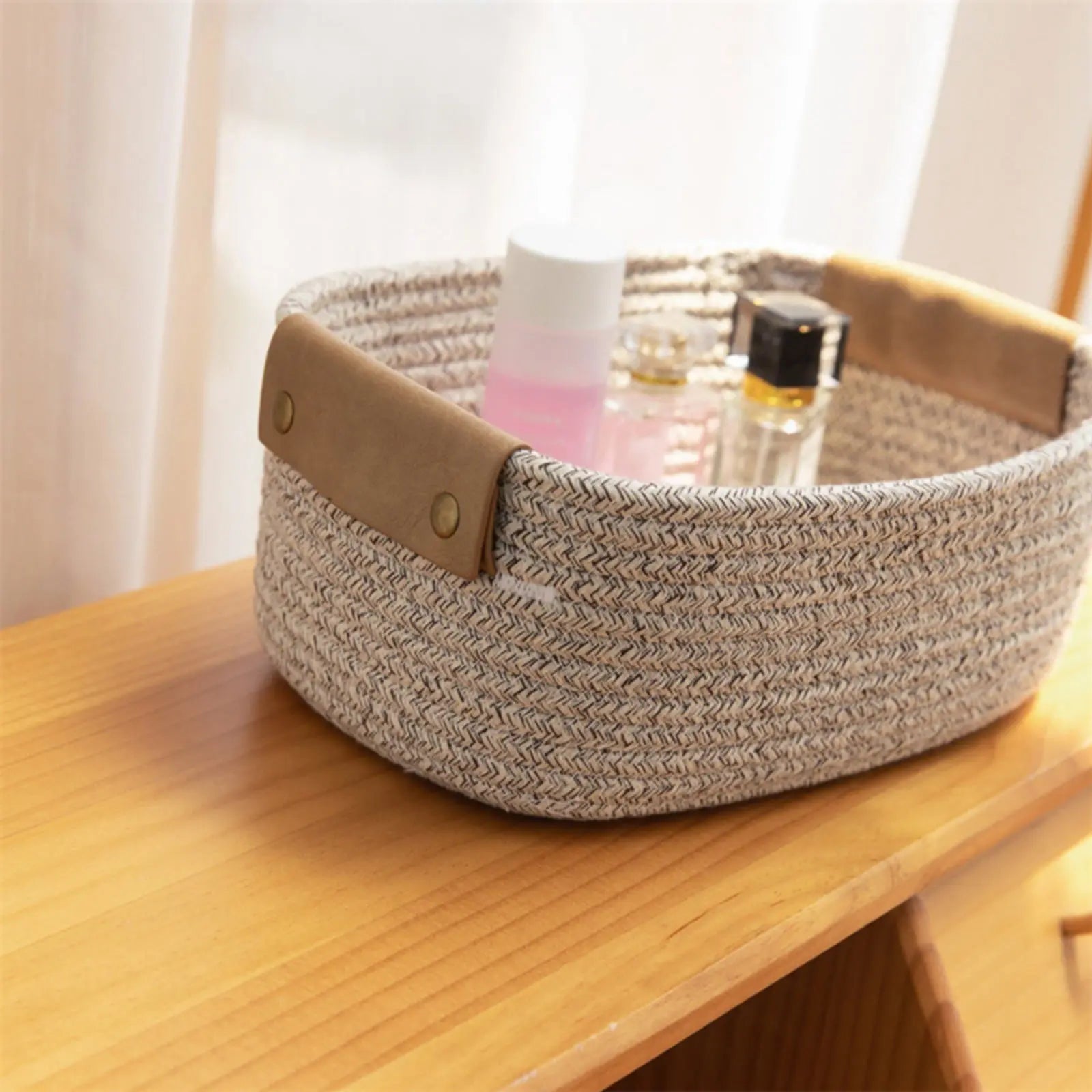 Small Cat Ears Toy Organizer, Woven Cotton Rope Basket, Decorative Nursery Bins & Boxes Gift Basket Empty for Pet Toy Storage, 1 Pcs, 7.8x3.93 11.02" x 8.66" x 4.33" Coffee Wholesale Hub