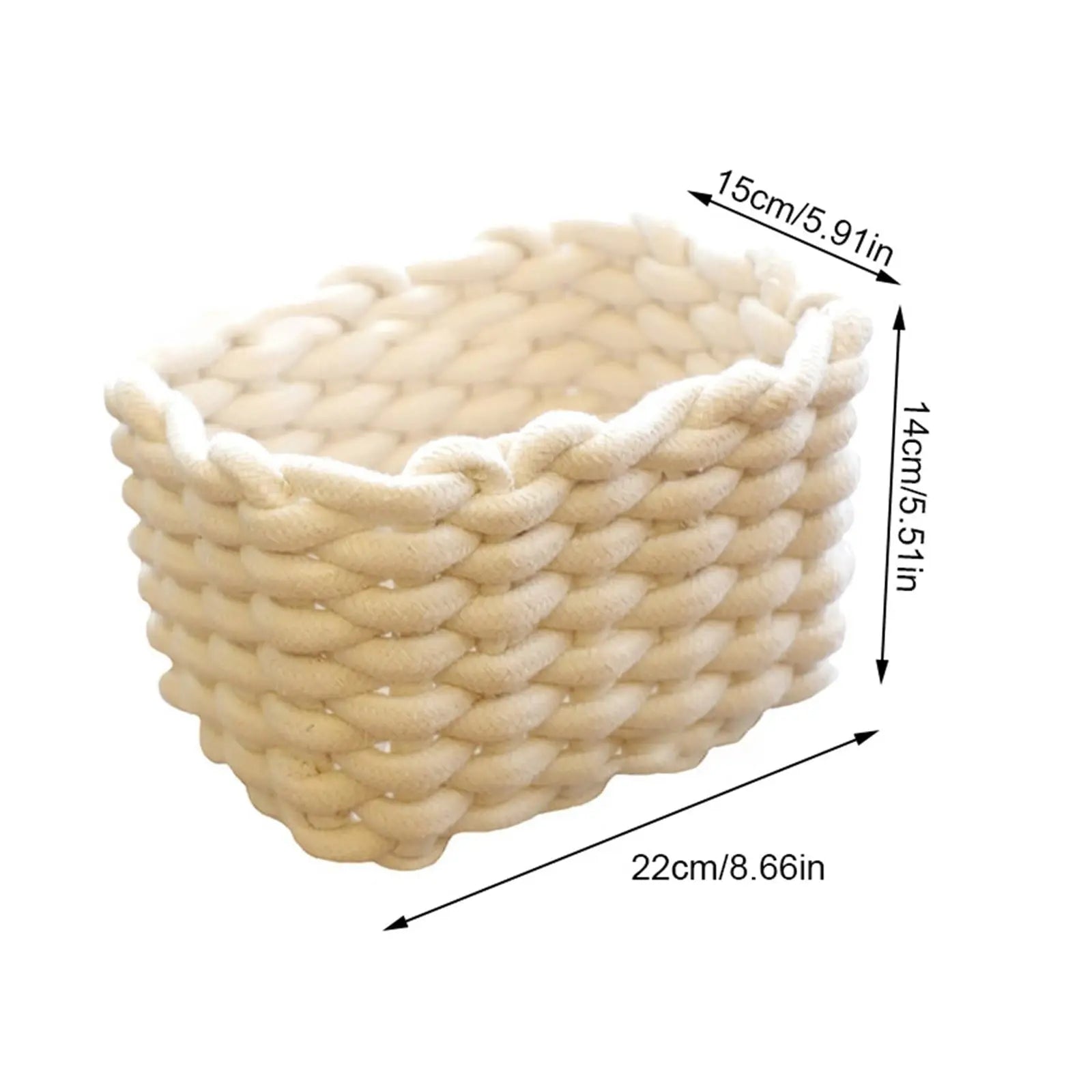 Small Cat Ears Toy Organizer, Woven Cotton Rope Basket, Decorative Nursery Bins & Boxes Gift Basket Empty for Pet Toy Storage, 1 Pcs, 7.8x3.93 8.66" x 5.91" x 5.51" Light Yellow Wholesale Hub