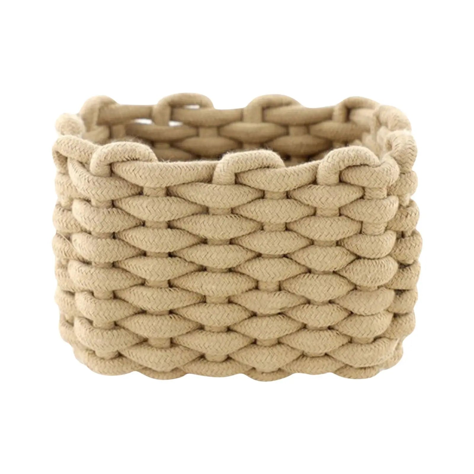 Small Cat Ears Toy Organizer, Woven Cotton Rope Basket, Decorative Nursery Bins & Boxes Gift Basket Empty for Pet Toy Storage, 1 Pcs, 7.8x3.93 8.66" x 5.91" x 5.51" Light Yellow Wholesale Hub