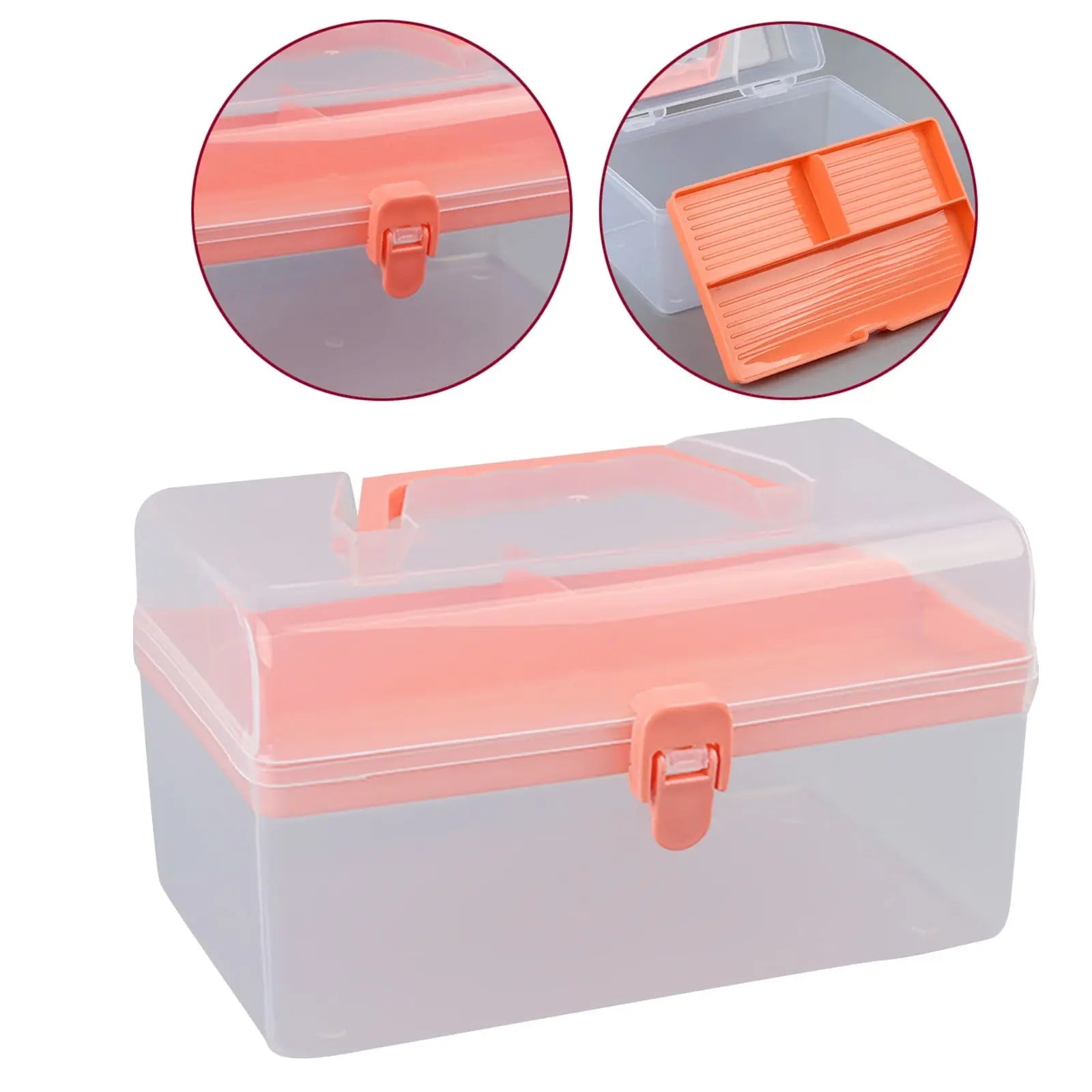 Home Box and Travel Storage Box, Plastic Kit Case Container Empty, Box with Lock Lid & Handle, Emergency Organizer for Family and Traveling, 9.1x4.7x3.7 8.54" x 4.84" x 5.0" Grey Wholesale Hub