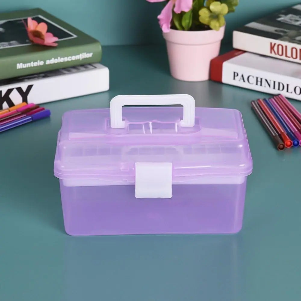 Home Box and Travel Storage Box, Plastic Kit Case Container Empty, Box with Lock Lid & Handle, Emergency Organizer for Family and Traveling, 9.1x4.7x3.7 7.87" x 4.72" x 4.13" Purple Wholesale Hub