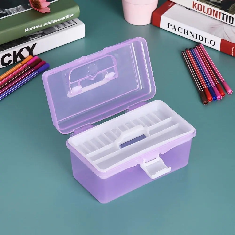 Home Box and Travel Storage Box, Plastic Kit Case Container Empty, Box with Lock Lid & Handle, Emergency Organizer for Family and Traveling, 9.1x4.7x3.7 7.87" x 4.72" x 4.13" Purple Wholesale Hub